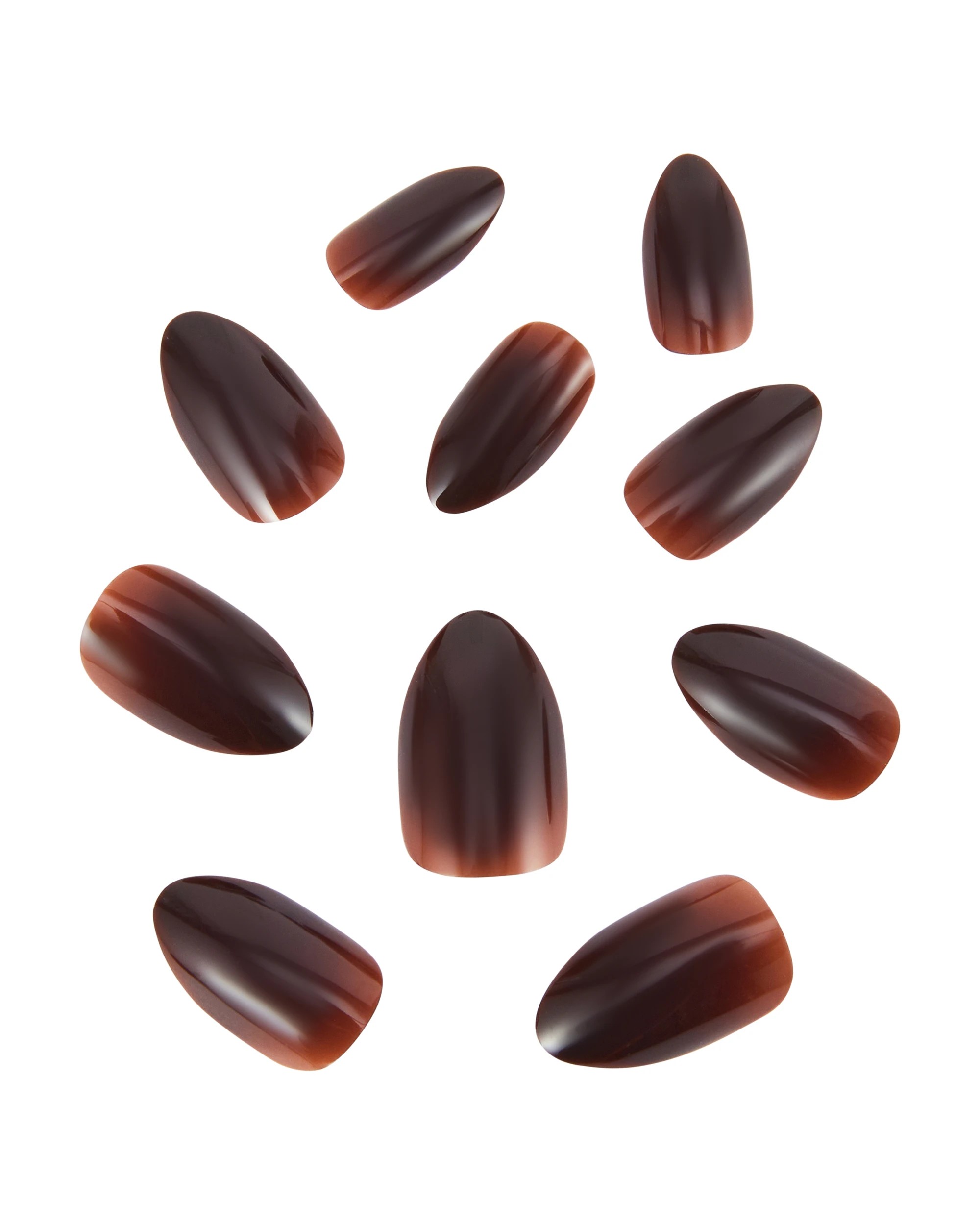 2 OXX Cosmetics 24 Pack Artificial Nails with Adhesive - Pointed Stiletto Shape, Brown Subtle Aura, 2 of 4