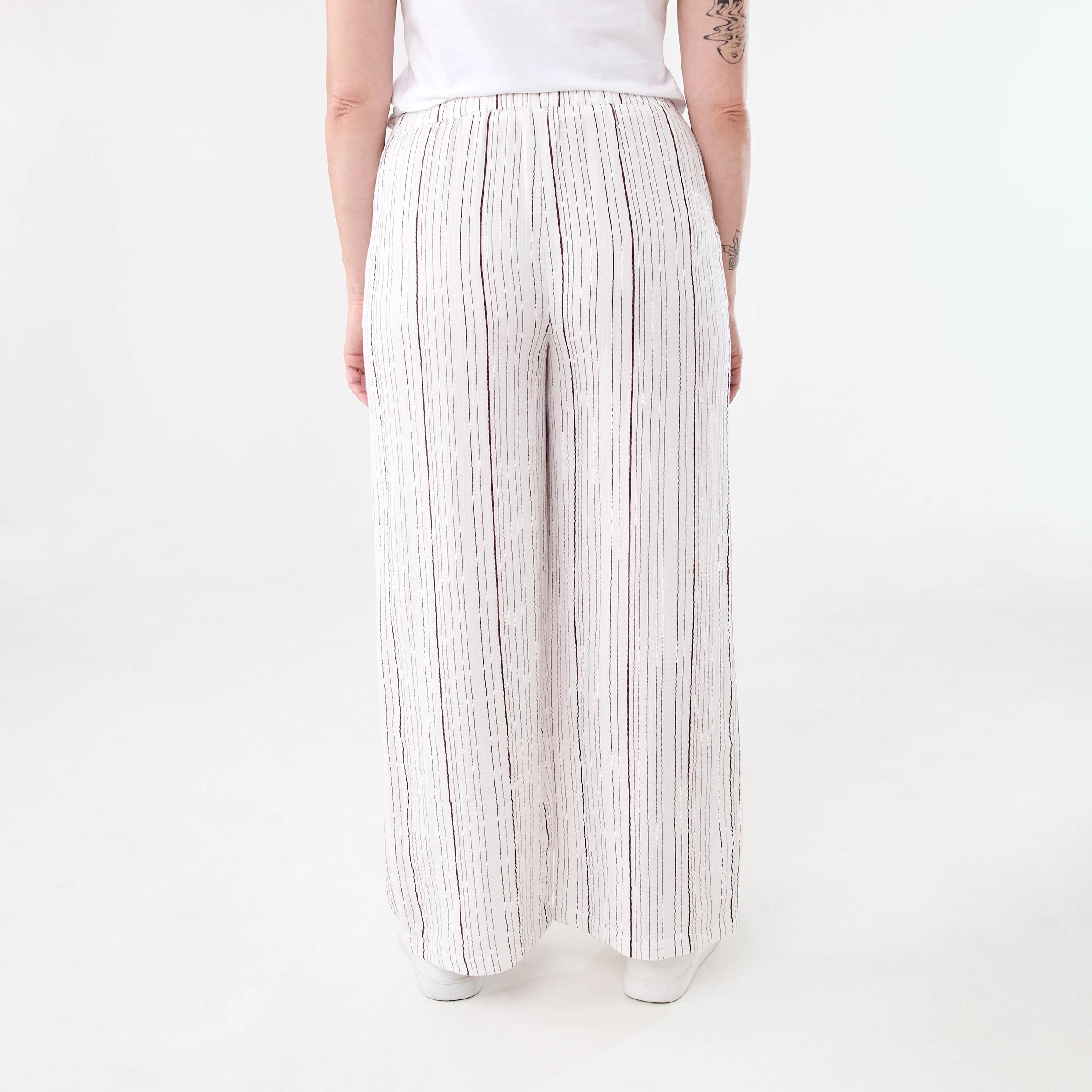 3 Tie Waist Double Cloth Pants VARIGATED STRIPE WHITE, 3 of 5
