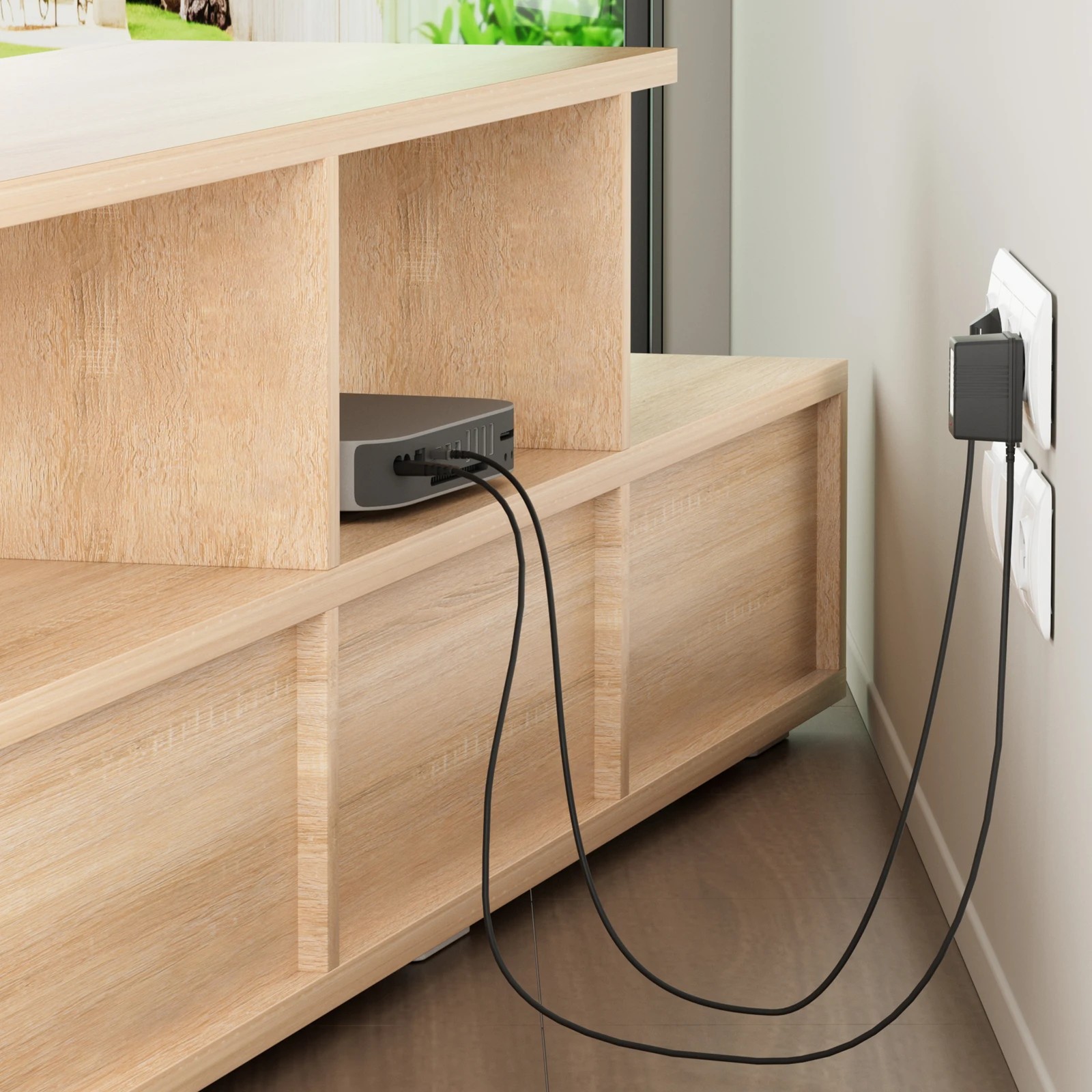 4 Alfordson Entertainment Unit 220cm TV Stand LED Light Storage Drawer - Oak, 4 of 10