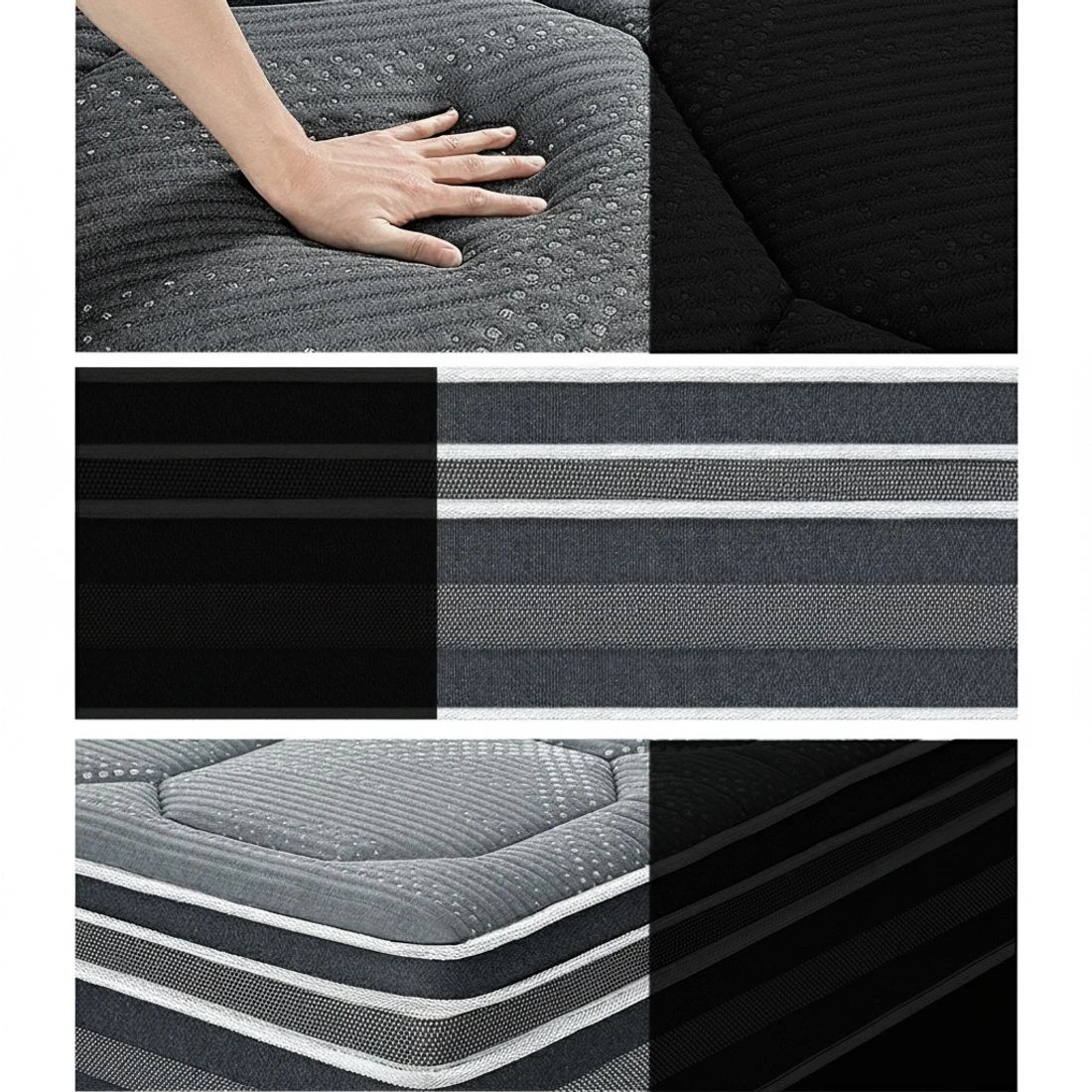 6 Giselle Bedding 35cm Mattress Bamboo Cover Queen - Queen Bed - Grey, 6 of 7