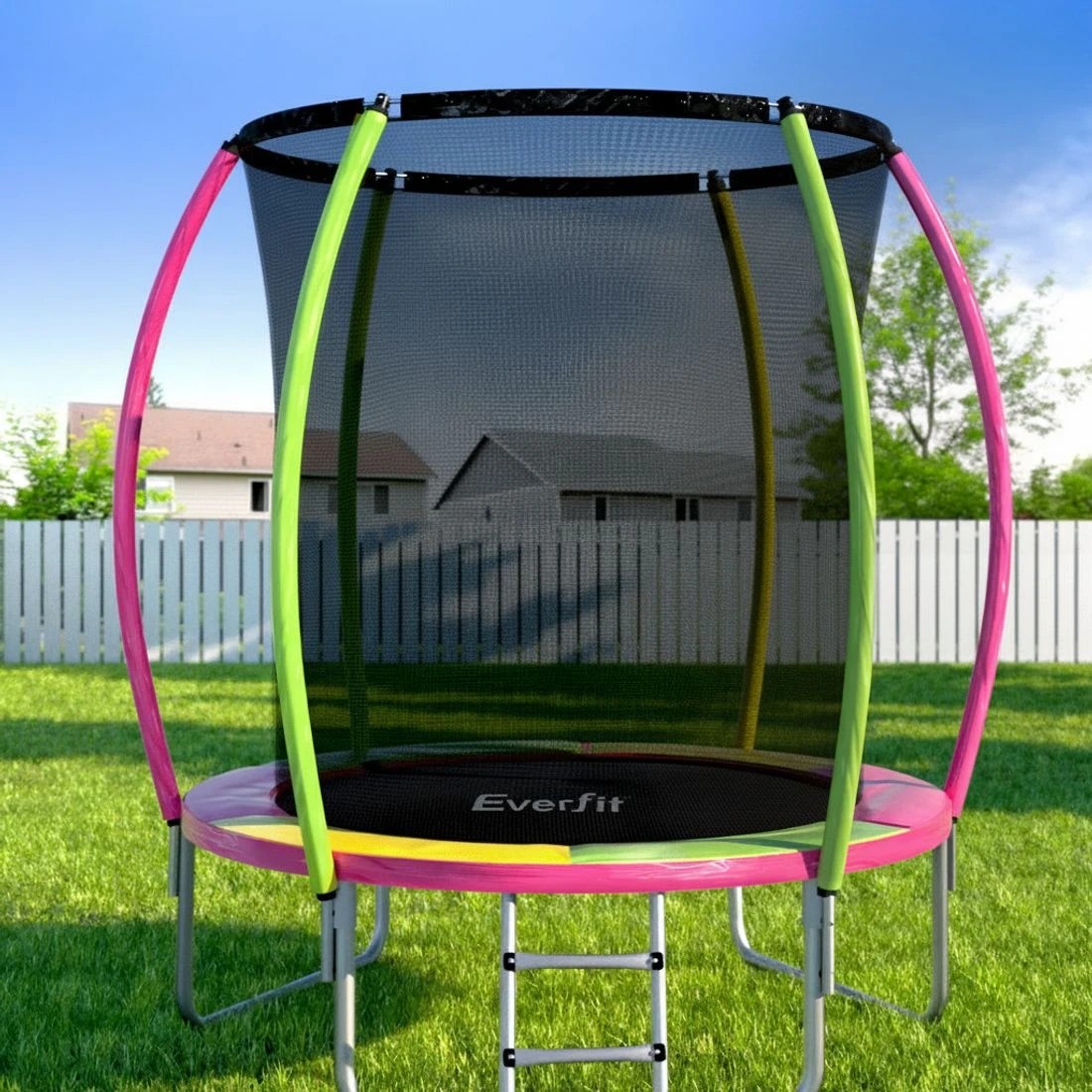 7 Everfit 6FT Trampoline for Kids w/ Ladder Enclosure Safety Net Rebounder - Multi, 7 of 7
