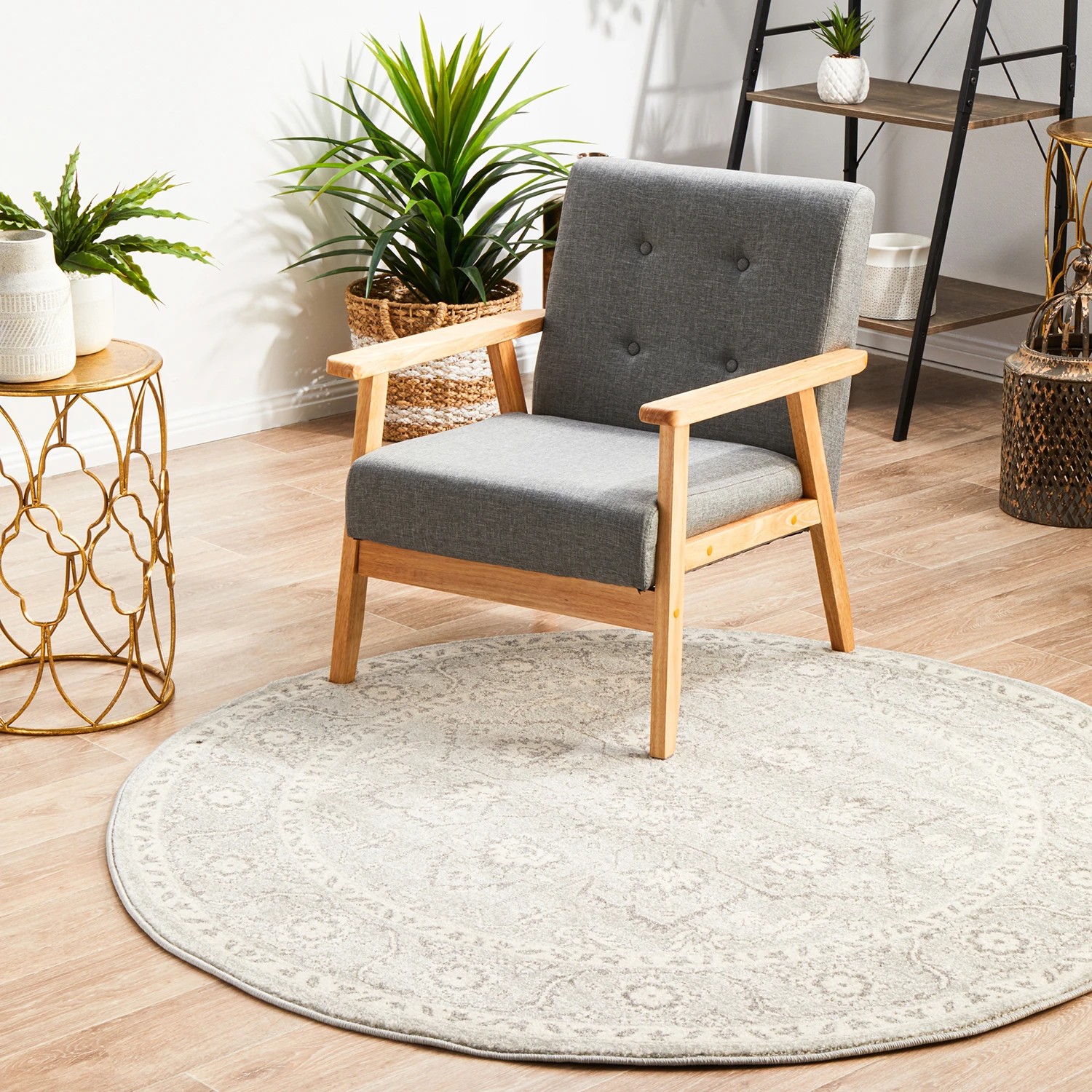 1 Common Ground Rugs Encore 261 200x200cm - Medium Round Power Loomed Pet Friendly Rug - Silver, 1 of 9