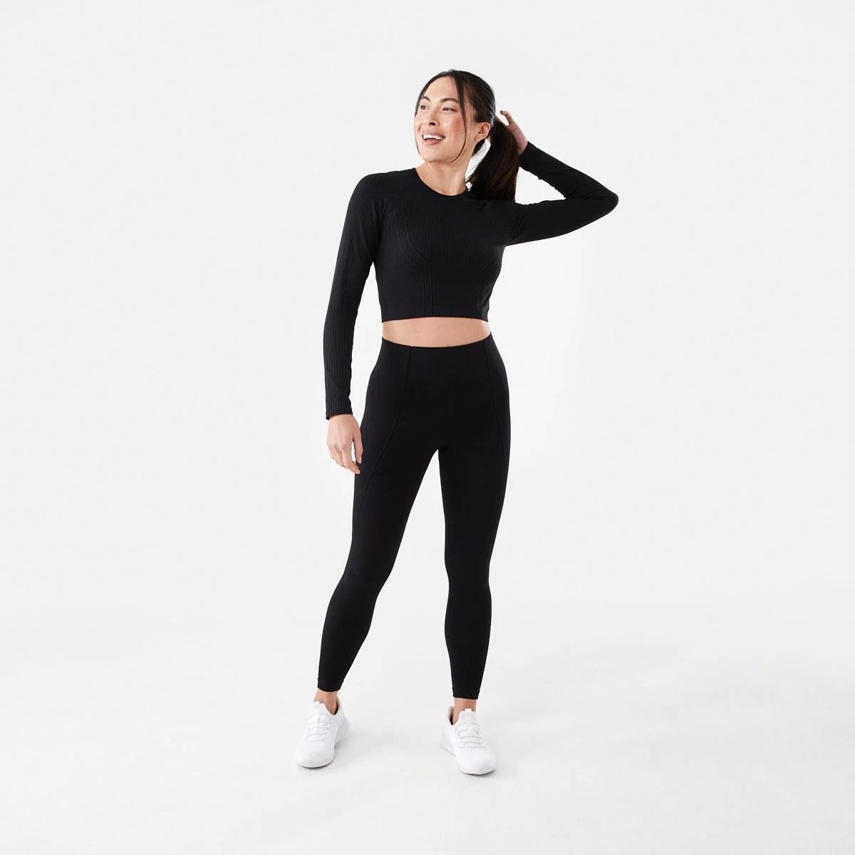 7 Active Womens Long Sleeve Seamfree Top Black, 7 of 7
