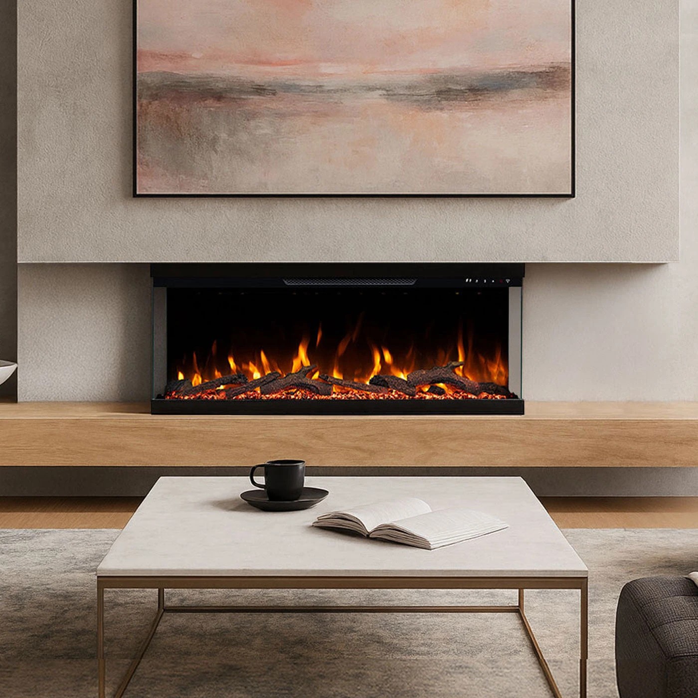 1 Moda Living Aspen 50 inch 3-Sided Electric Fireplace - Black, 1 of 7