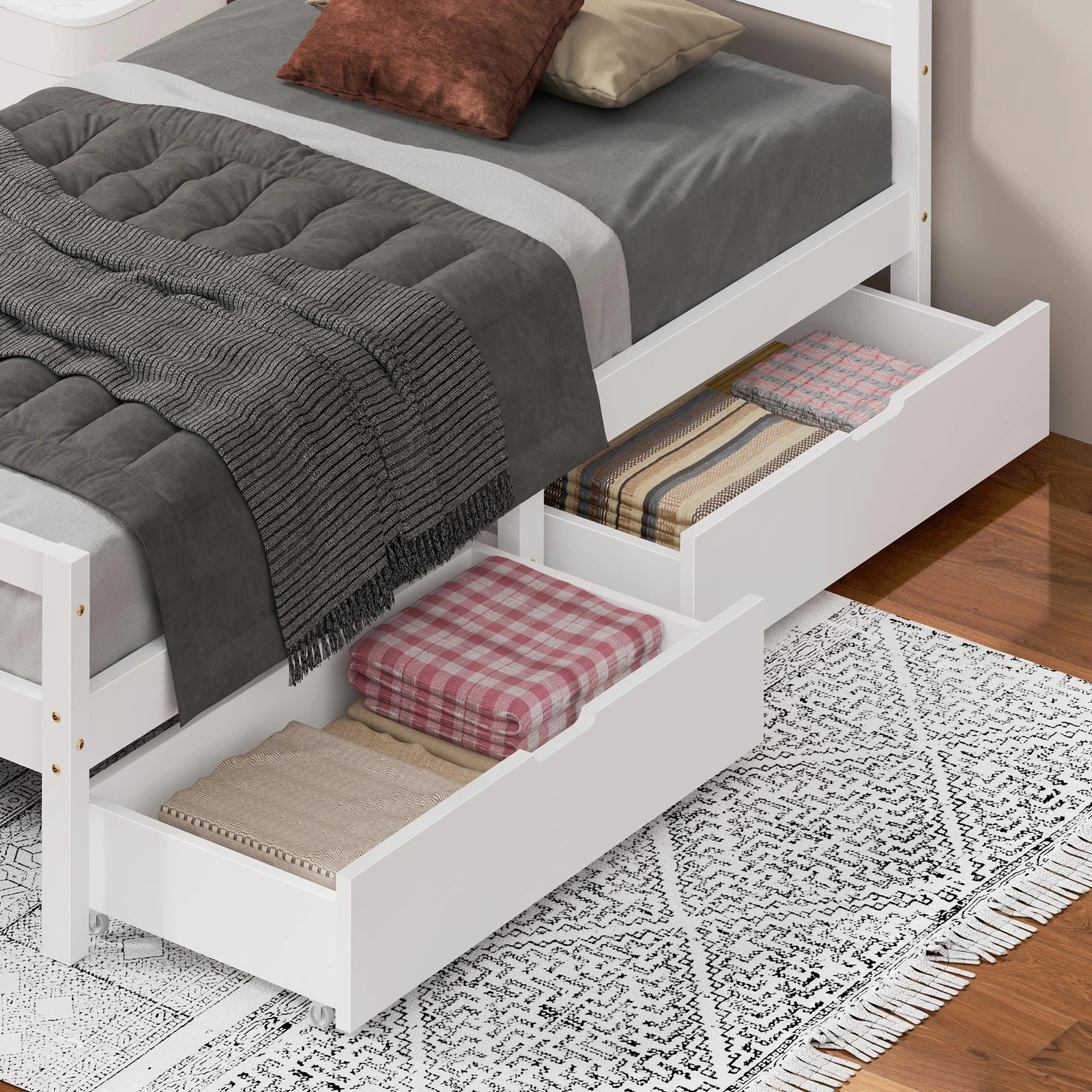 7 Alfordson Bed Frame Wooden King Single Mattress Base Platform Timber Dubem - White, 7 of 10