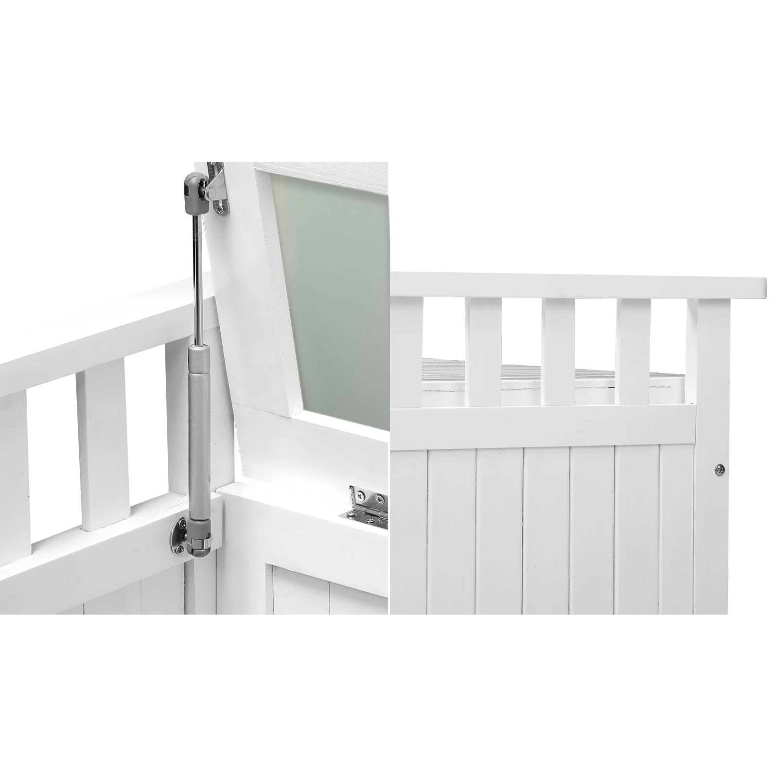 5 Livsip Outdoor Storage Box Garden Bench Wooden Cabinet Container Chest Toy Tool - White, 5 of 7