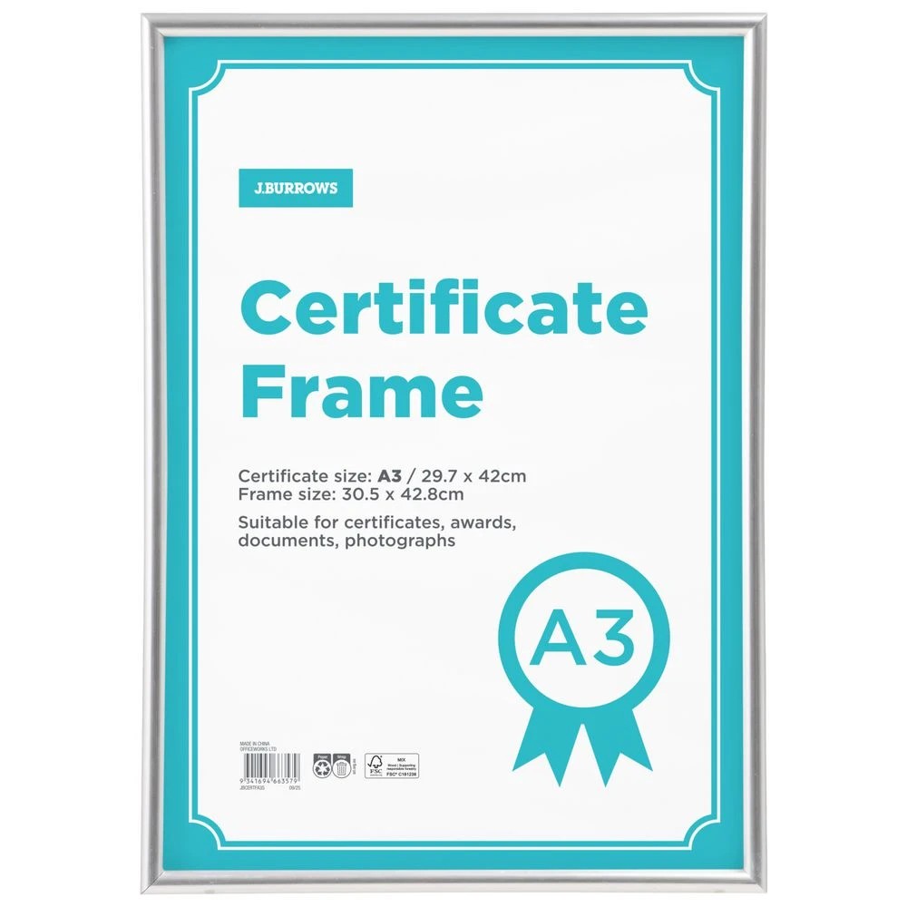 3 A3 Certificate Frame Silver, 3 of 4
