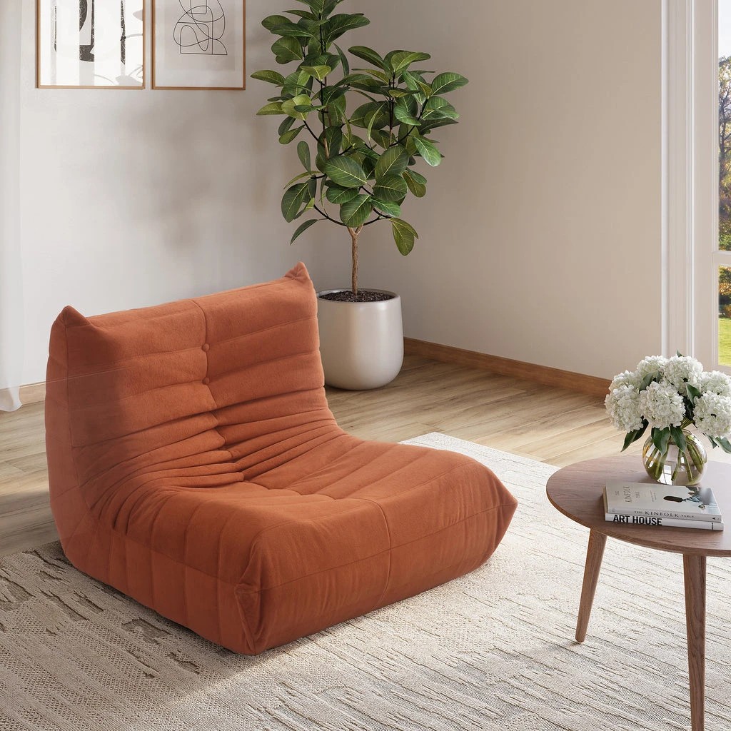 5 Zzz Atelier Caterpillar Floor Lounger Chair Foam Sofa - Orange, 5 of 6