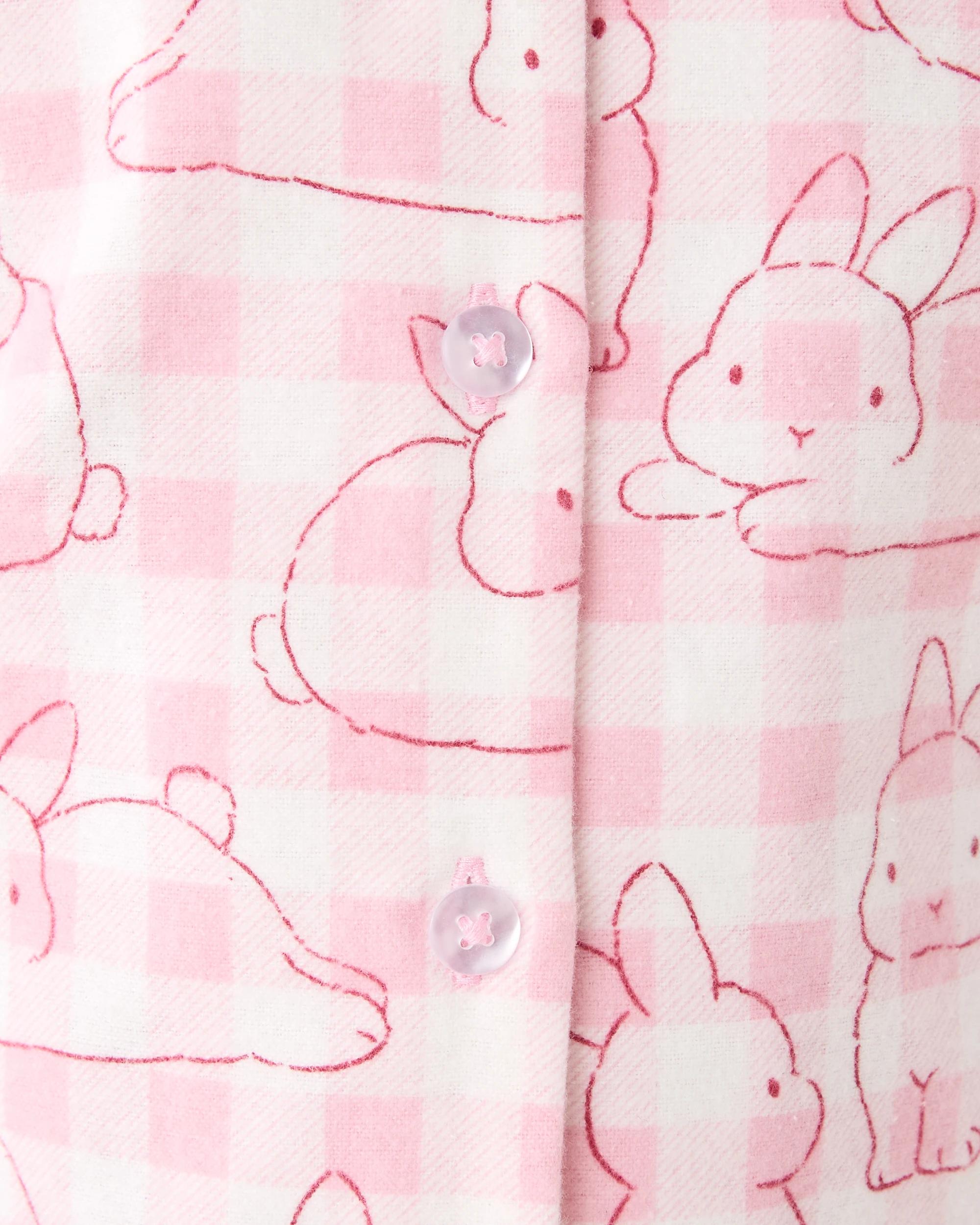 4 Flannel Pyjama Set Pnk Buny, 4 of 8
