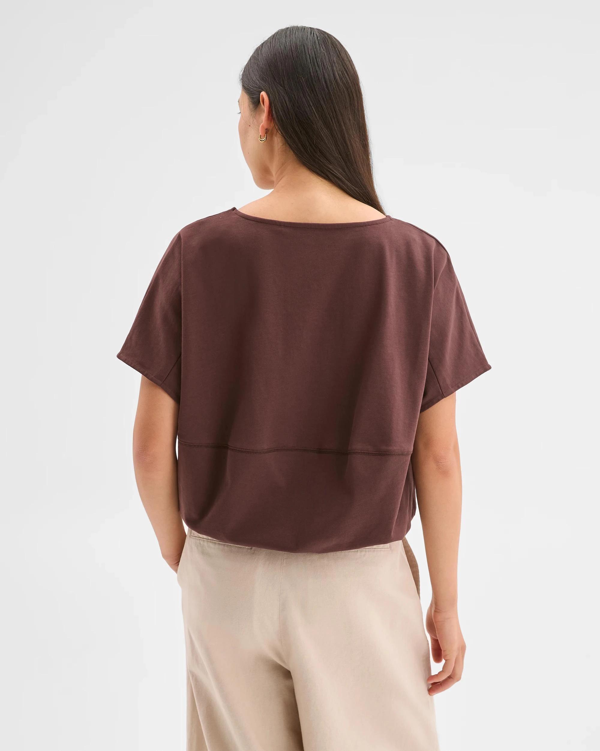 5 Target Woman Australian Cotton Drawcord Hem T-Shirt WINE TRUFFLE, 5 of 5