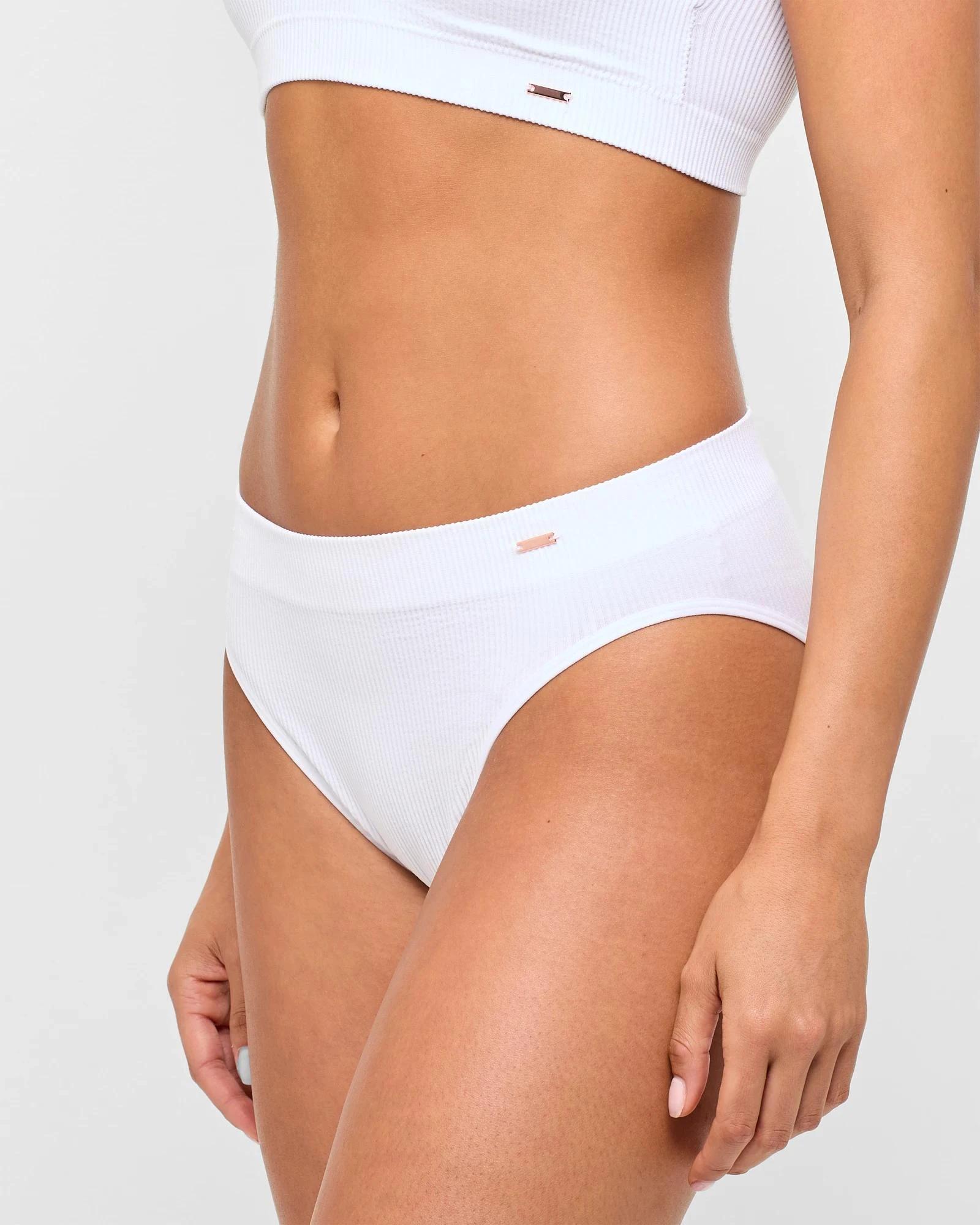 3 Lily Loves Ribbed Seamfree High Waist Bikini Briefs WHITE, 3 of 4
