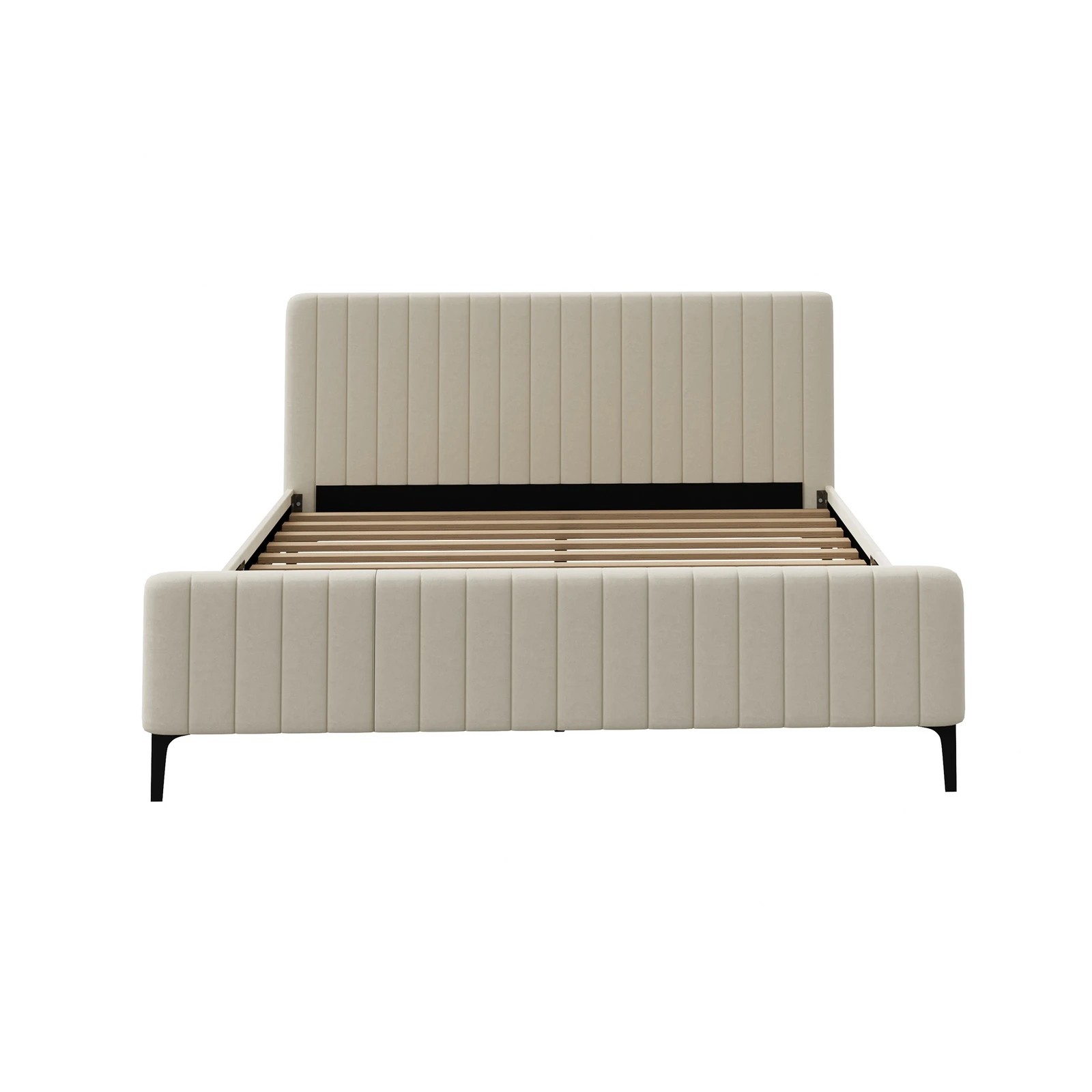7 Oikiture King Bed Frame Beds Platform Velvet
 - Beige, 7 of 10
