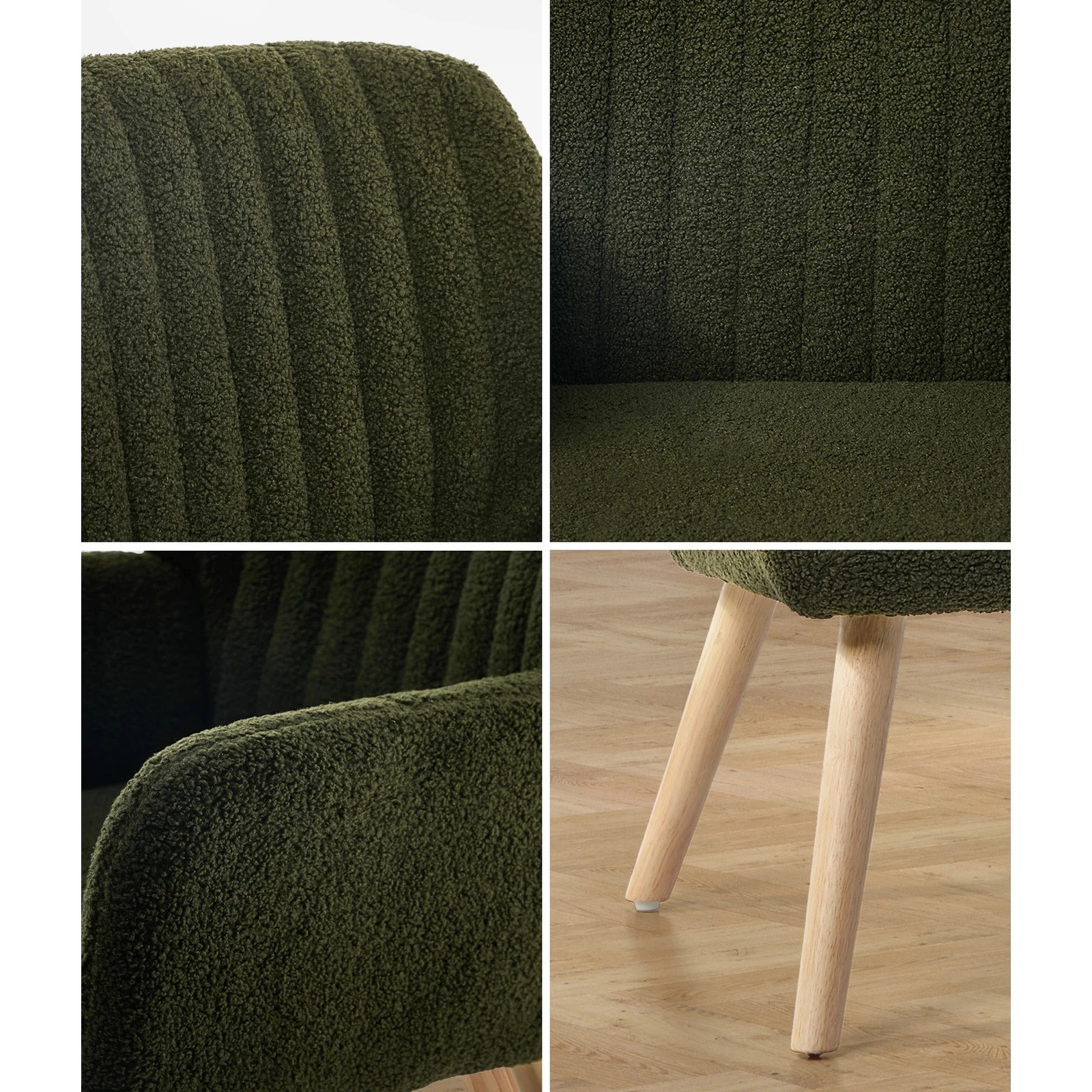 5 Oikiture Armchair Lounge Sofa Chair Sherpa Accent Chairs Armchairs Couches - Green, 5 of 10