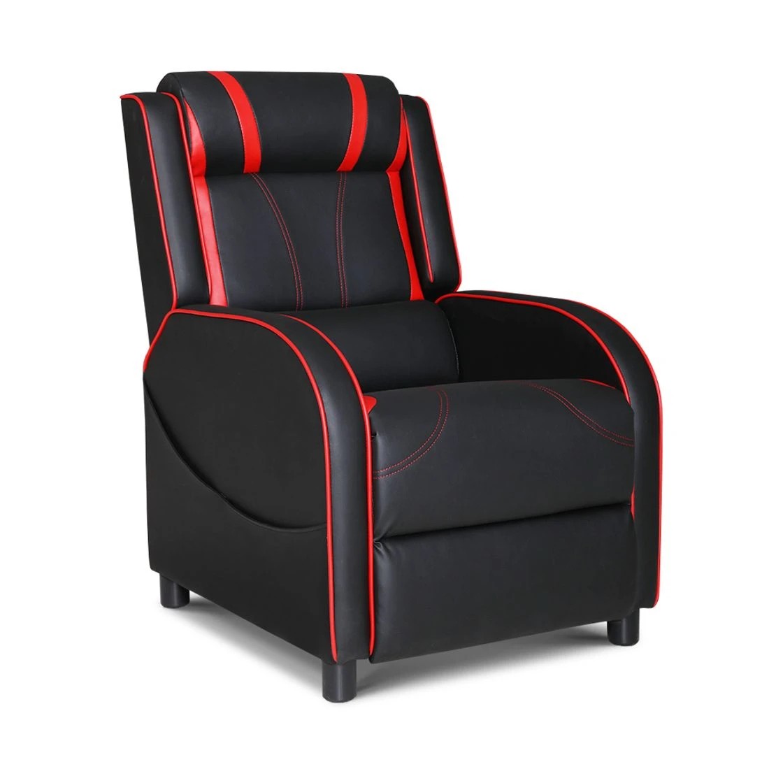 1 Artiss Recliner Chair Gaming Chair Leather  Serik - Black, 1 of 8