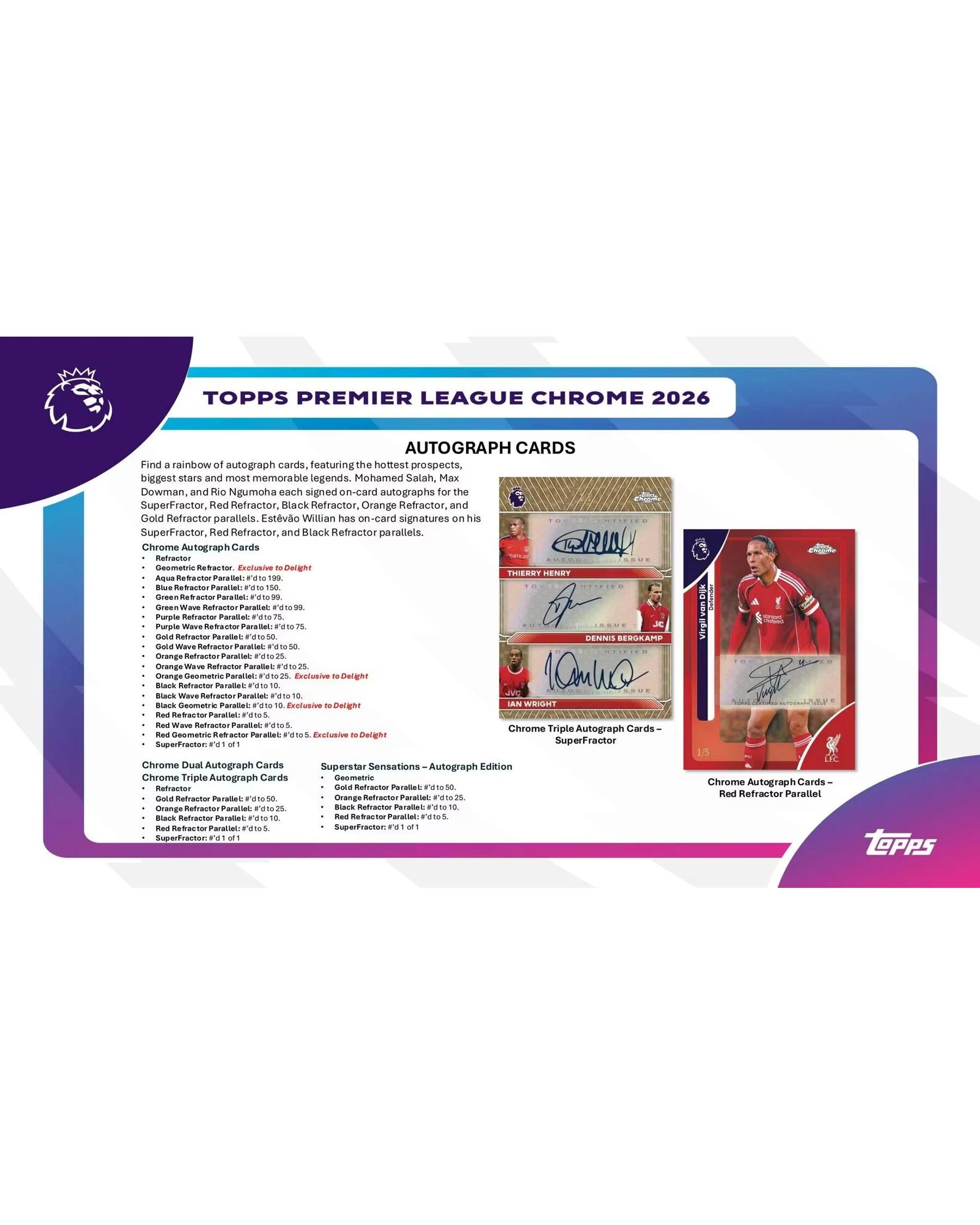 10 Topps 2026 Chrome Premier League Soccer Hobby Box, 10 of 10