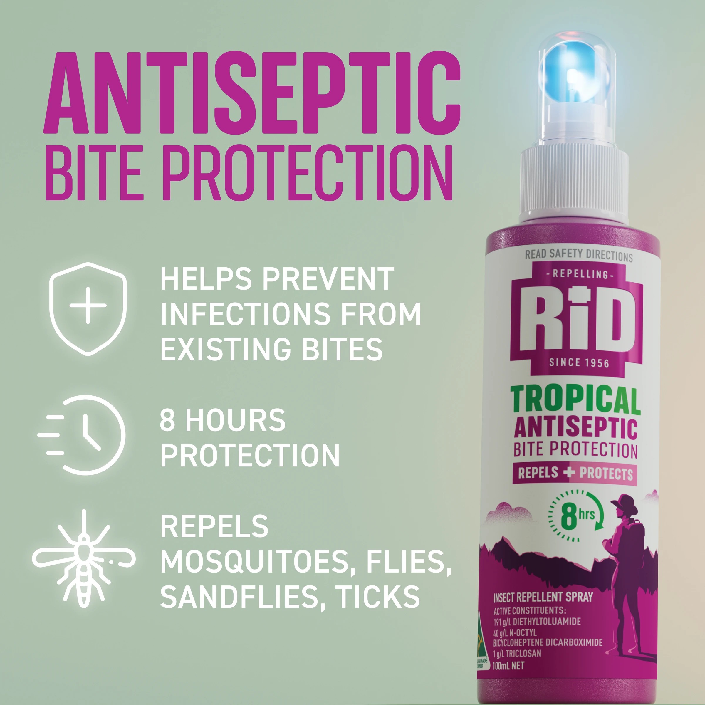 5 RID Tropical Antiseptic Bite Protection Insect Repellent Spray 100ml, 5 of 5