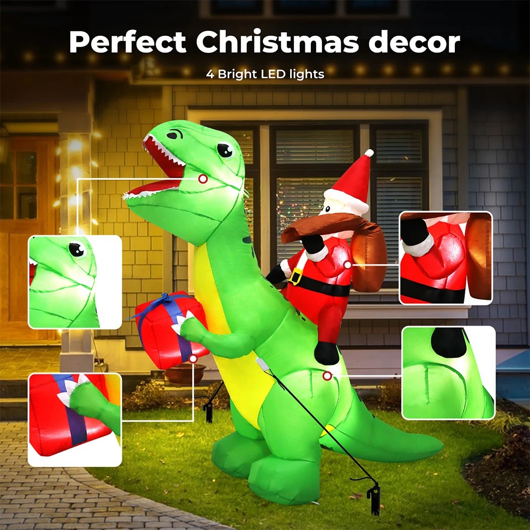 1 Santaco 2.2M Xmas Inflatable Decor Dinosaur, 1 of 6