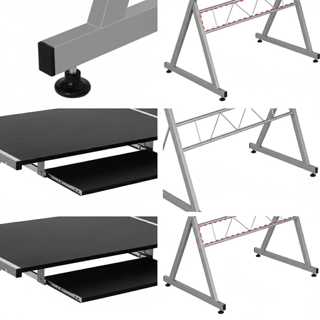 5 Artiss Computer Desk L-Shape Keyboard Tray Shelf - Black, 5 of 7