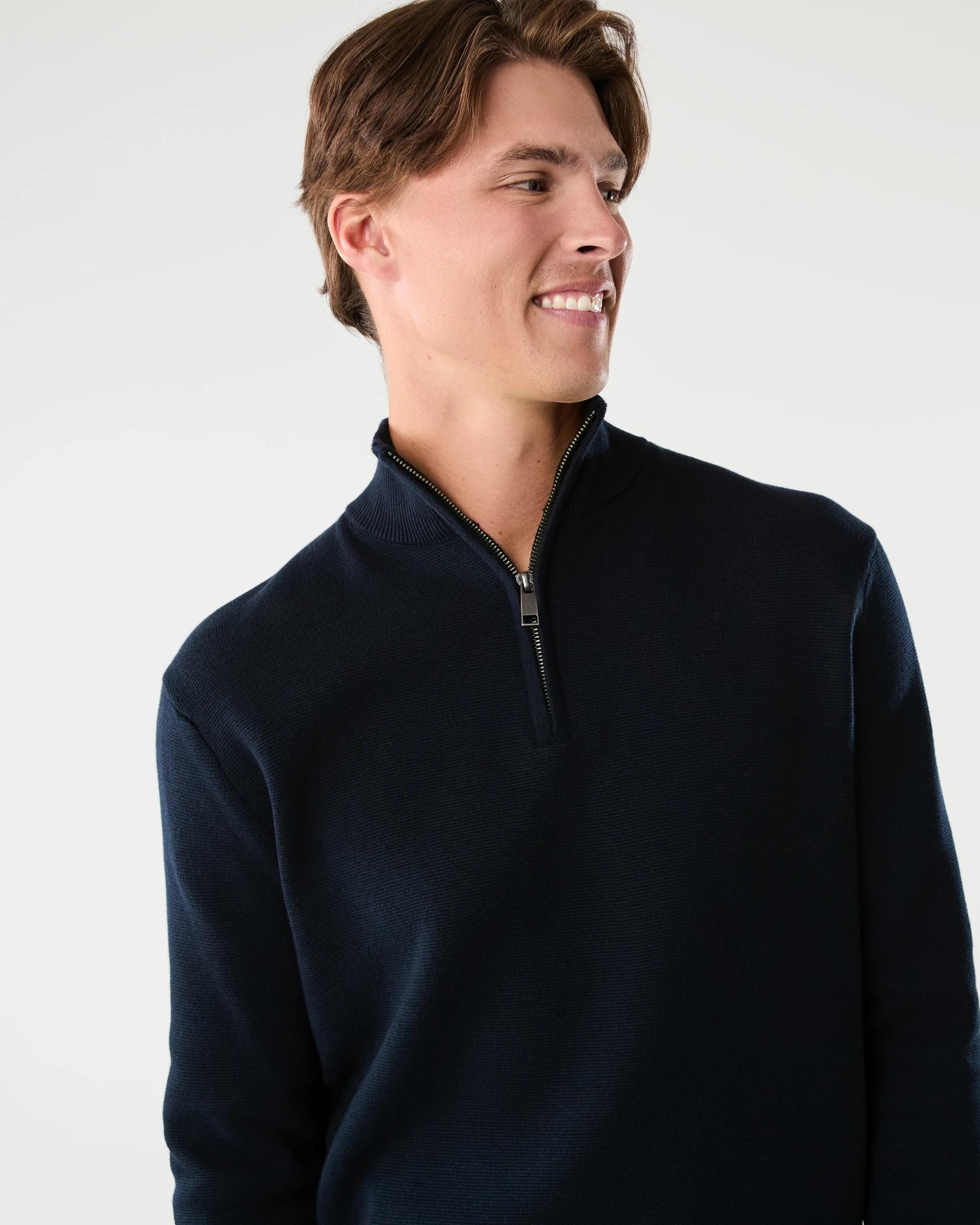 4 1/4 Zip Knit Jumper Sky Cptn, 4 of 6
