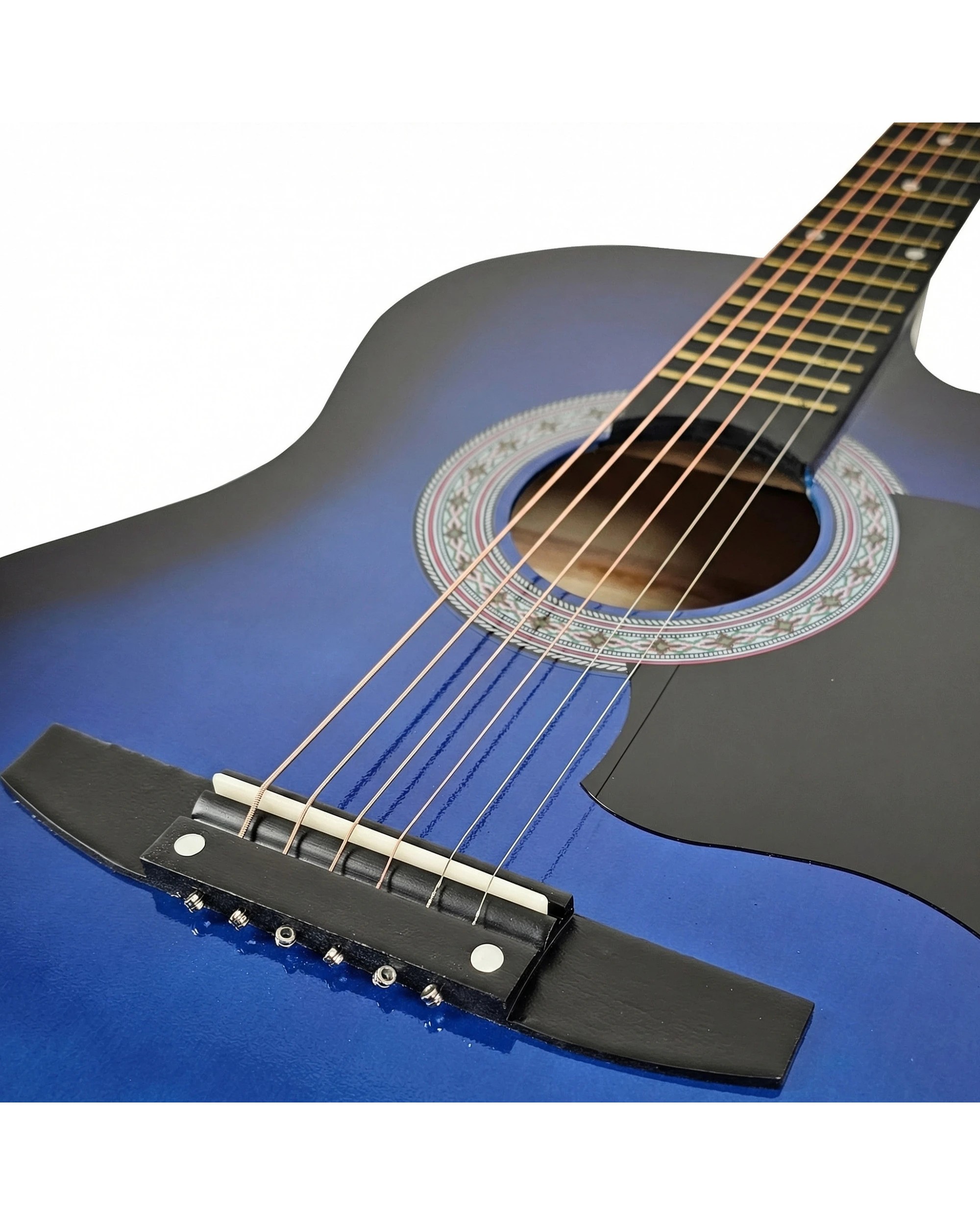 7 Karrera 38in Pro Cutaway Acoustic Guitar with Bag Strings in Blue Burst, 7 of 10