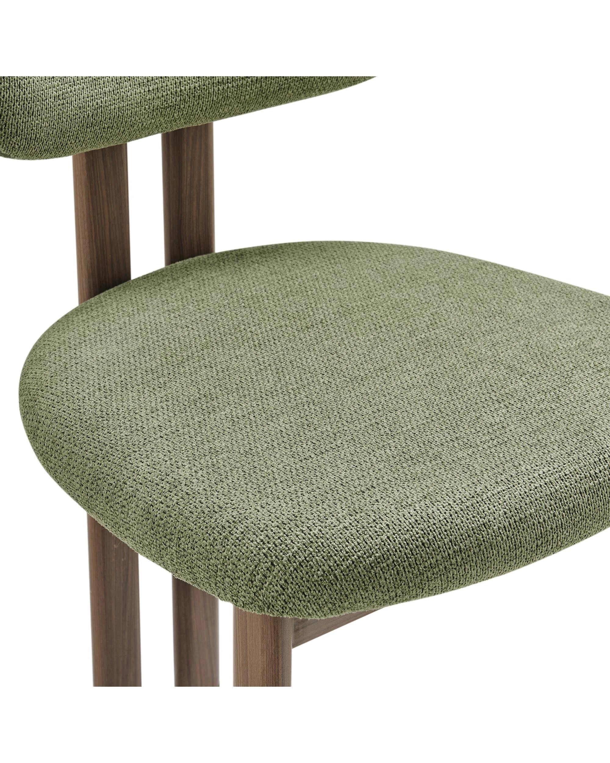 7 Kodu Upholstered Dining Chairs Pair (Set of 2) Olive and Walnut Look - Green, 7 of 10