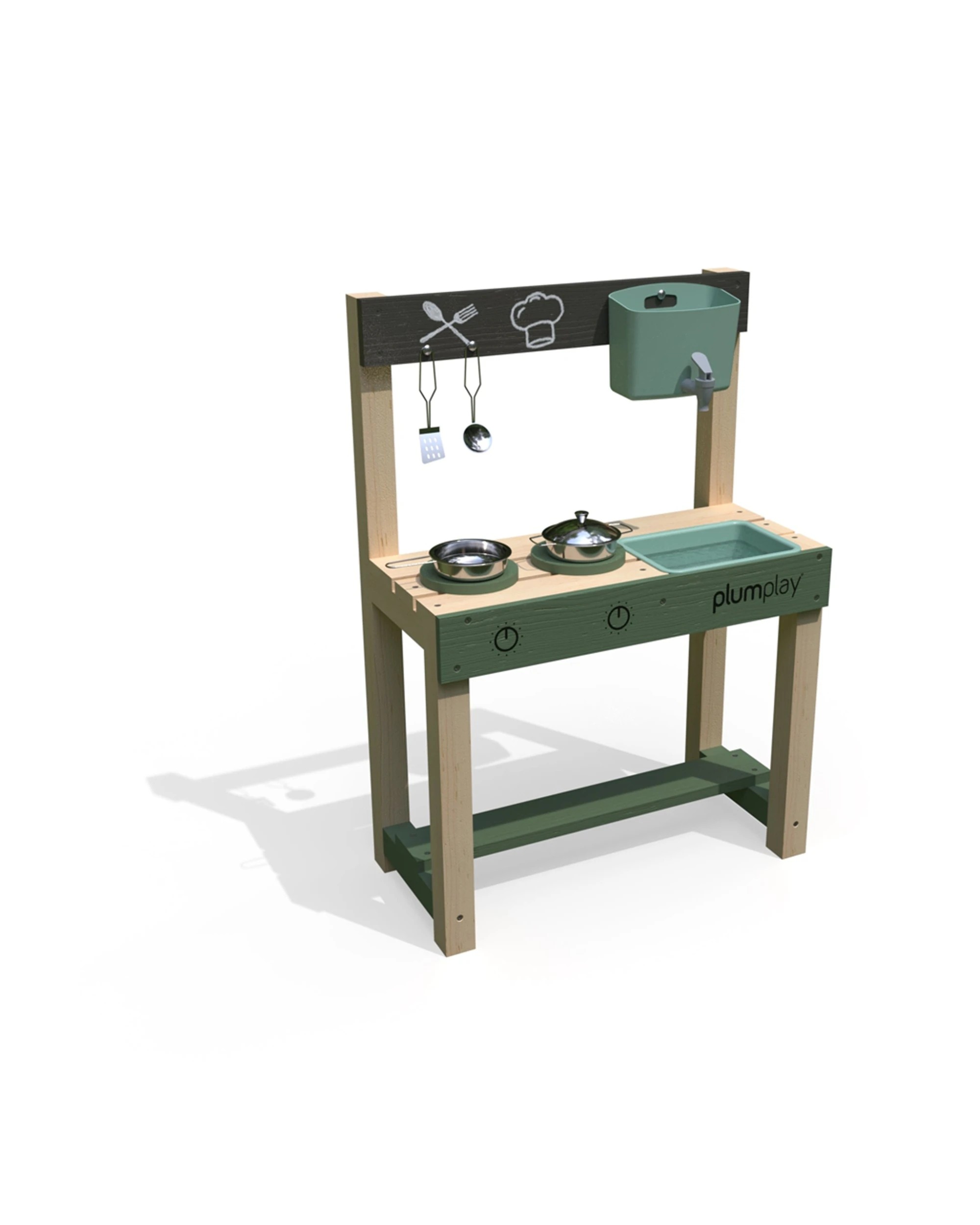 1 Plum Play Outdoor Mud Kitchen With Working Tap Chalkboard 55cm - Multi, 1 of 7