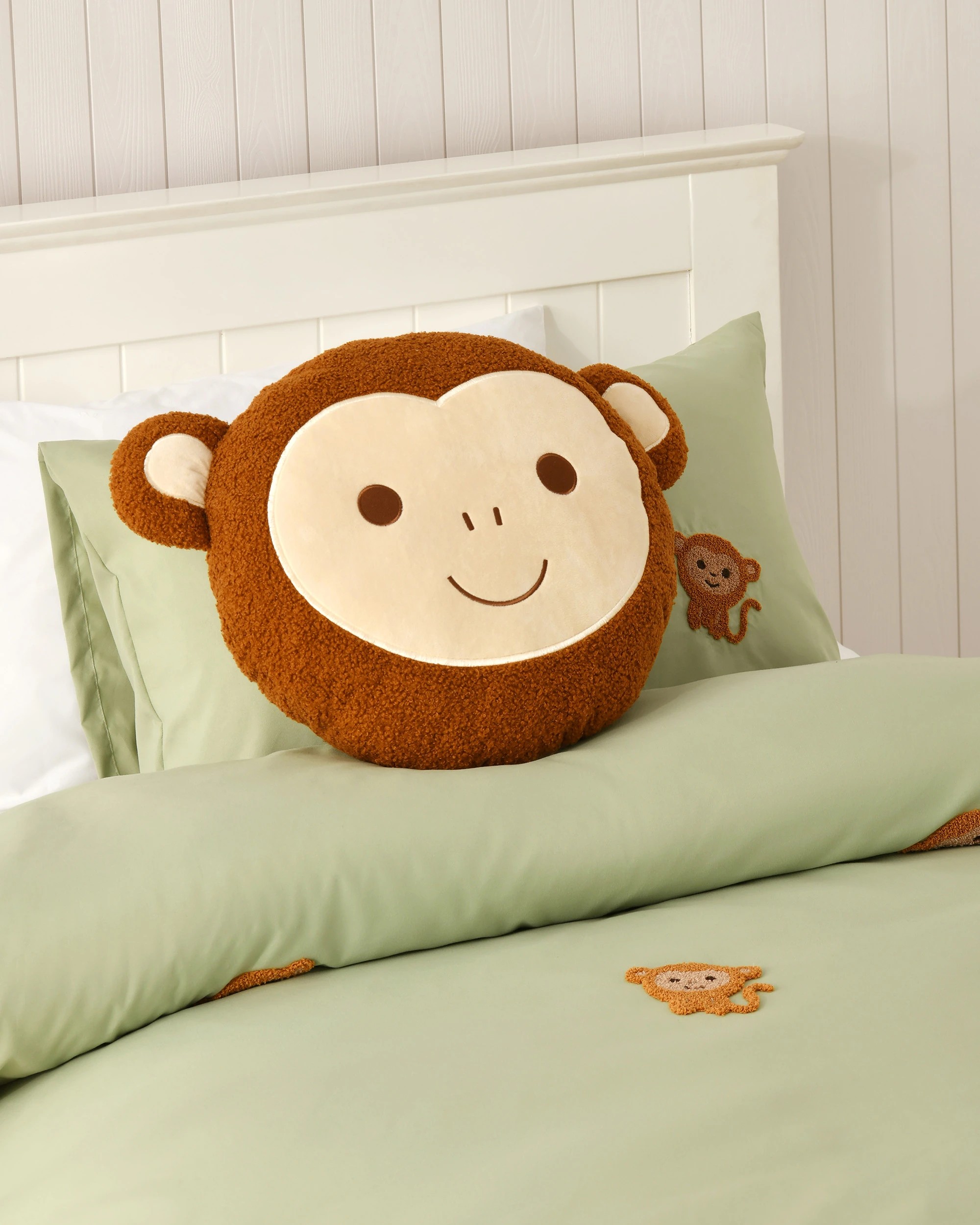 1 Jack & Ava Bongo the Monkey Boucle Fleece Cushion - Brown, 1 of 5