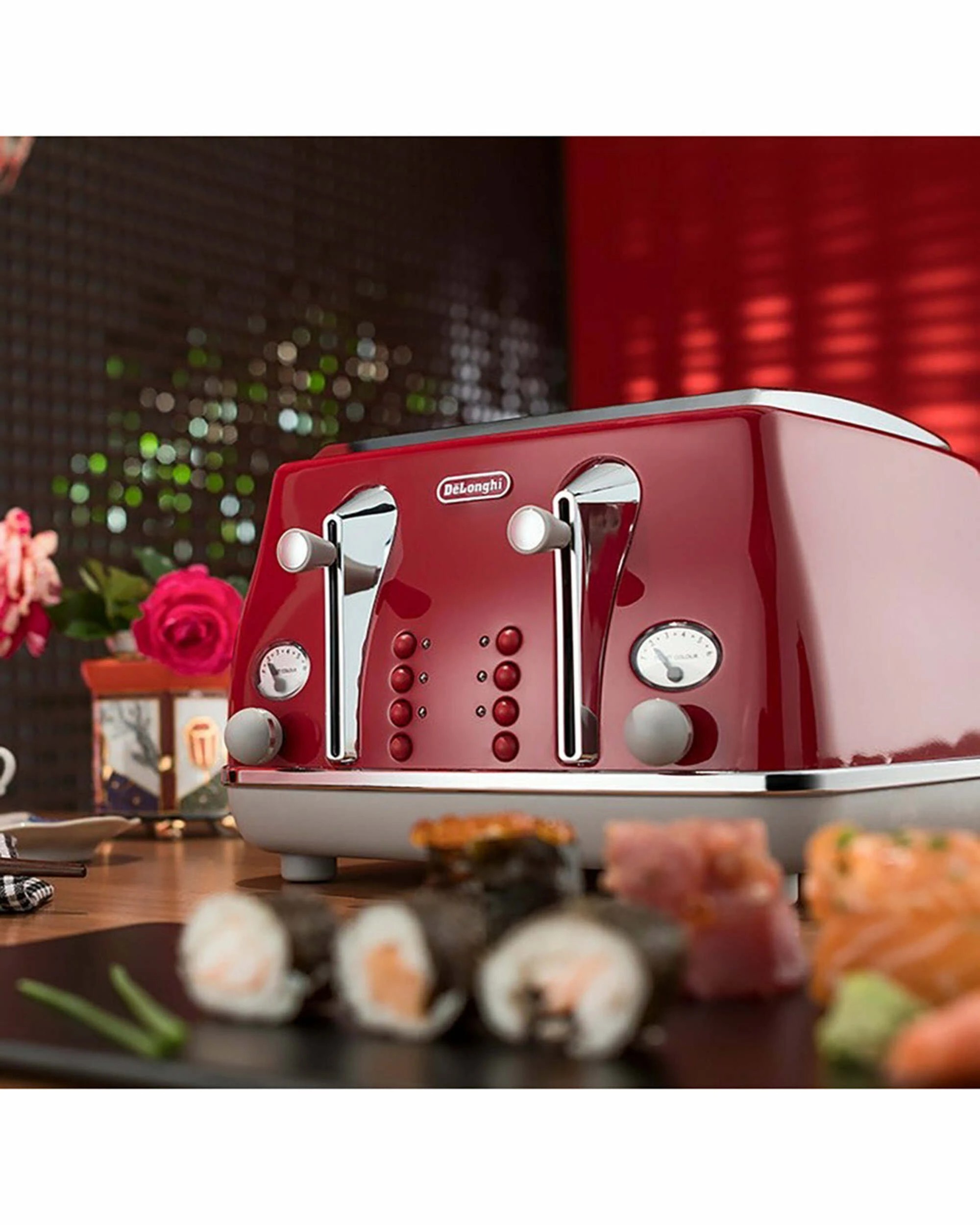3 DeLonghi Icona Capitals 4 Slice Toaster - Tokyo Red - RED, 3 of 3