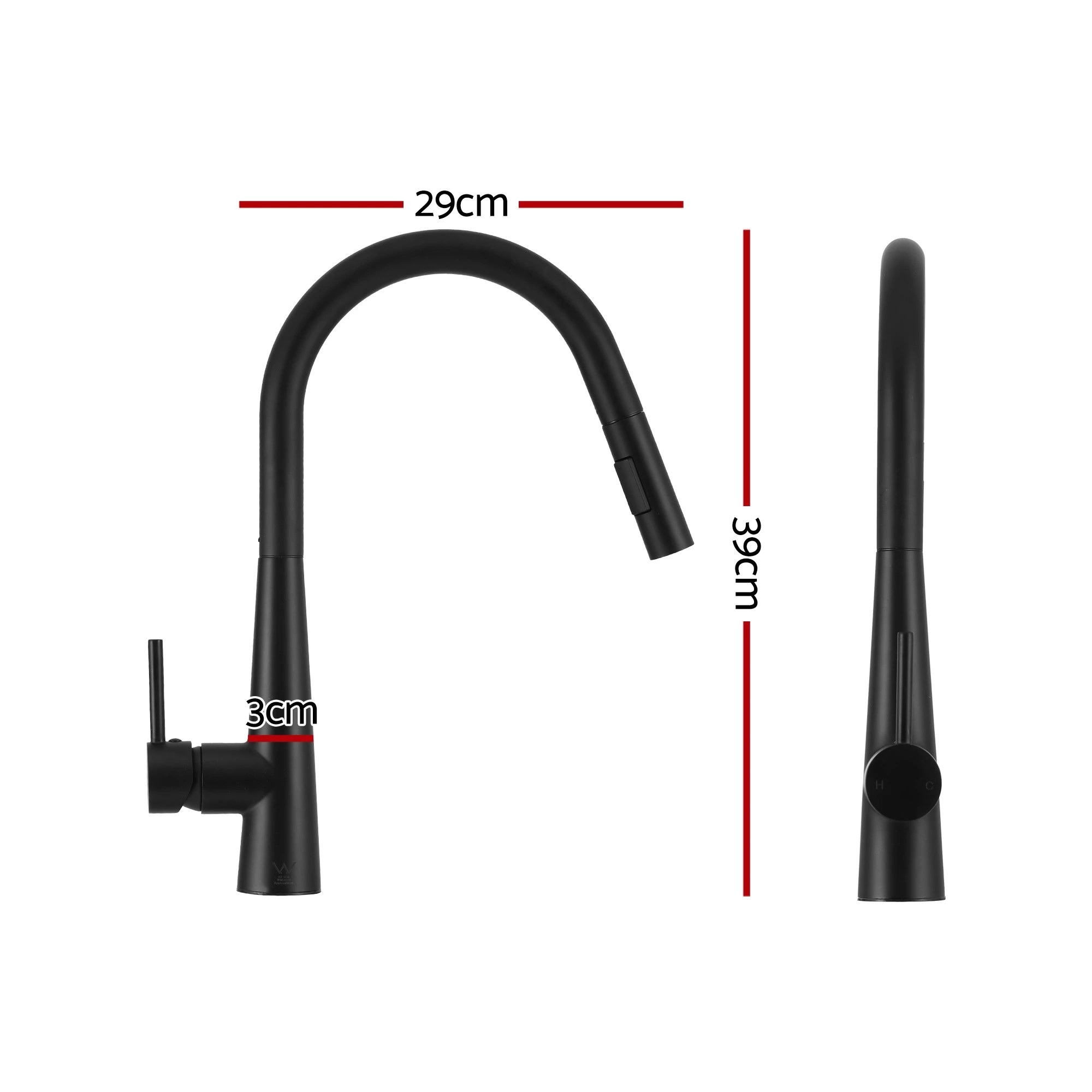 3 Cefito Stainless Steel Sink 75x45CM With Pull Out Mixer Tap Kitchen Basin - Black, 3 of 3