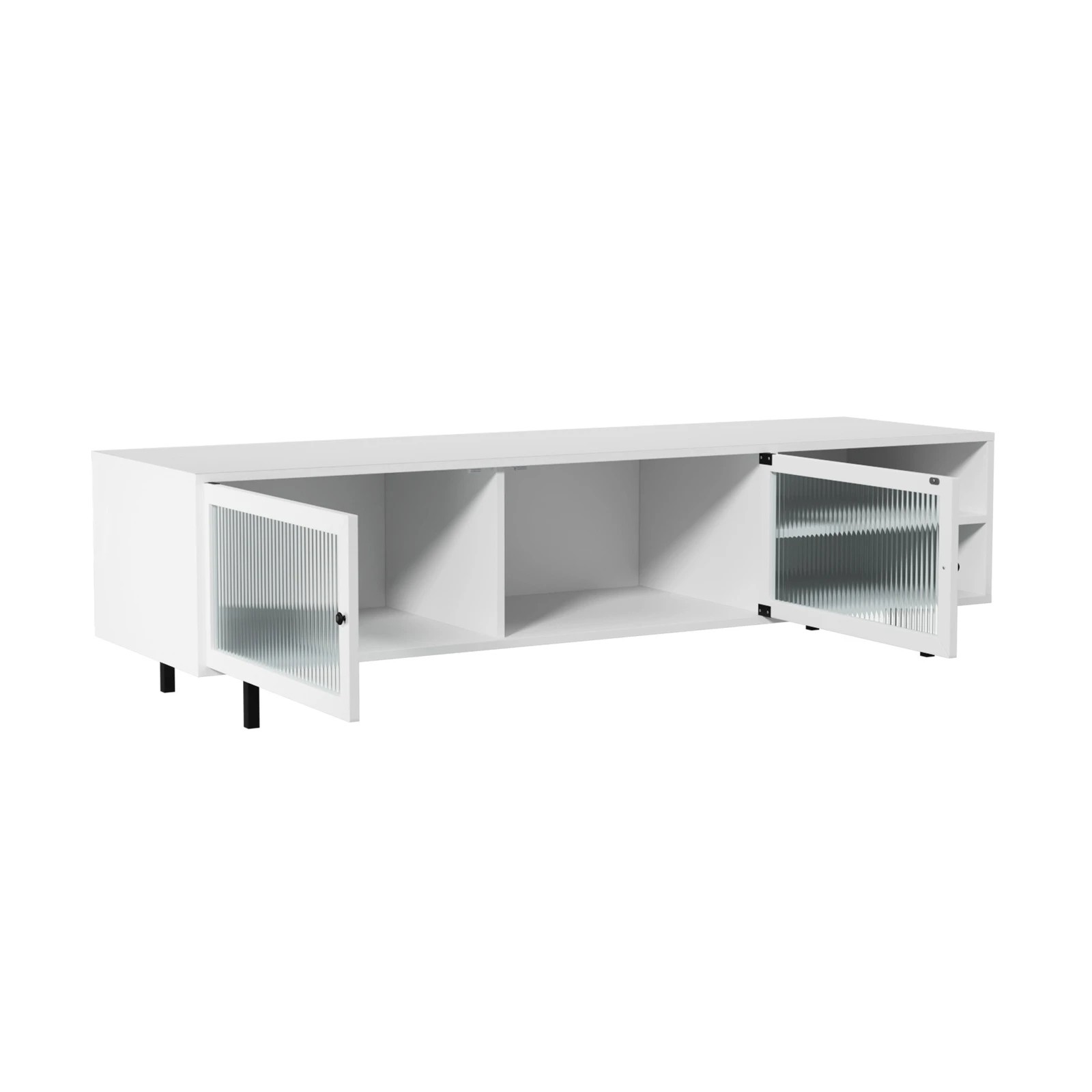 6 Oikiture Entertainment Unit Tv Cabinet Tempered-glass Doors
 - White, 6 of 9