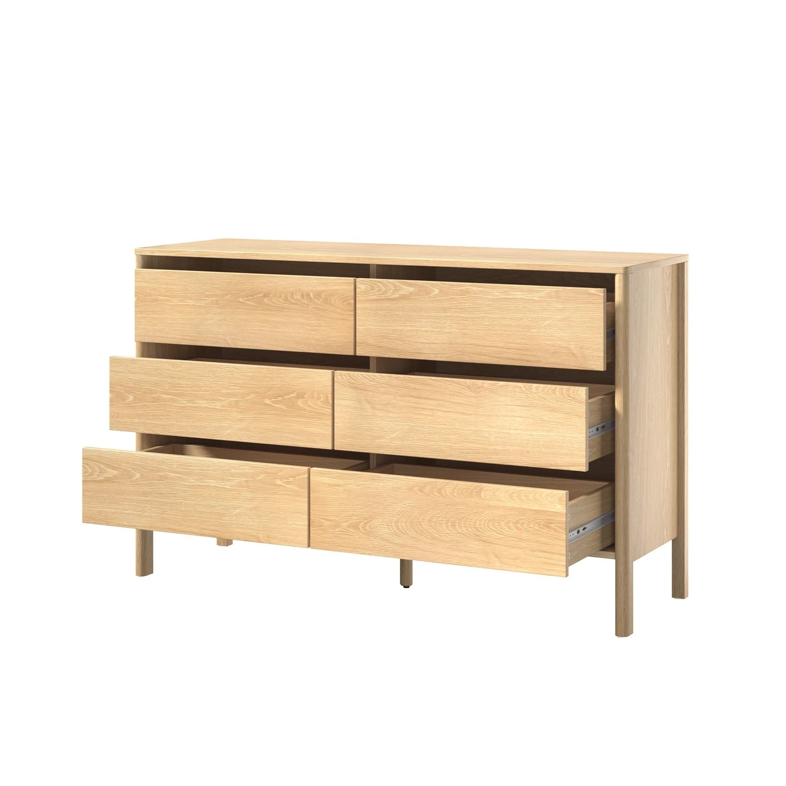 7 Oikiture 6 Chest Of Drawers Dresser Lowboy Storage Handle-Free Bedroom - Natural, 7 of 8