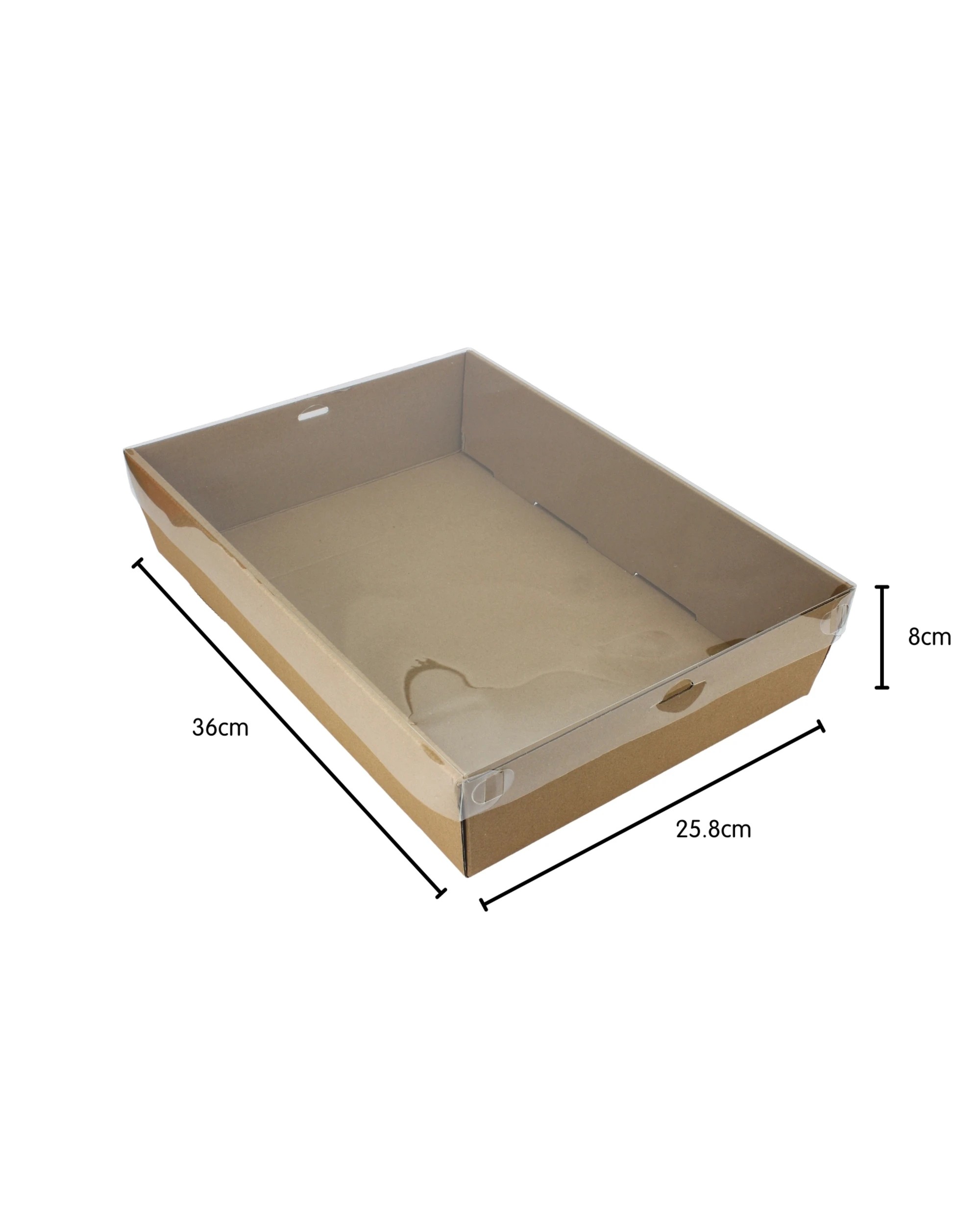 3 Spice Kitchen Kraft Grazing Box with Clear Plastic Lid 36cm x 25.8cm x 8cm - Brown, 3 of 4