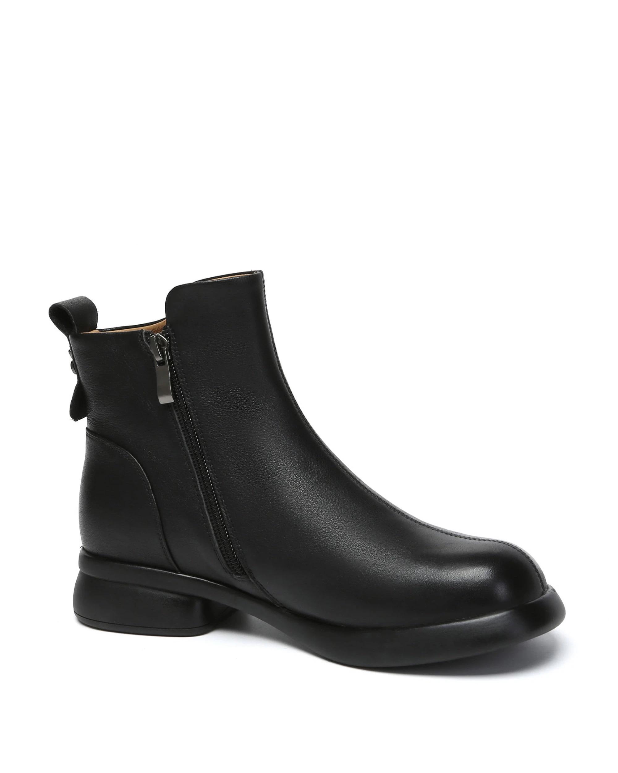 2 Everau Women Chapple Leather Boots BLACK, 2 of 5