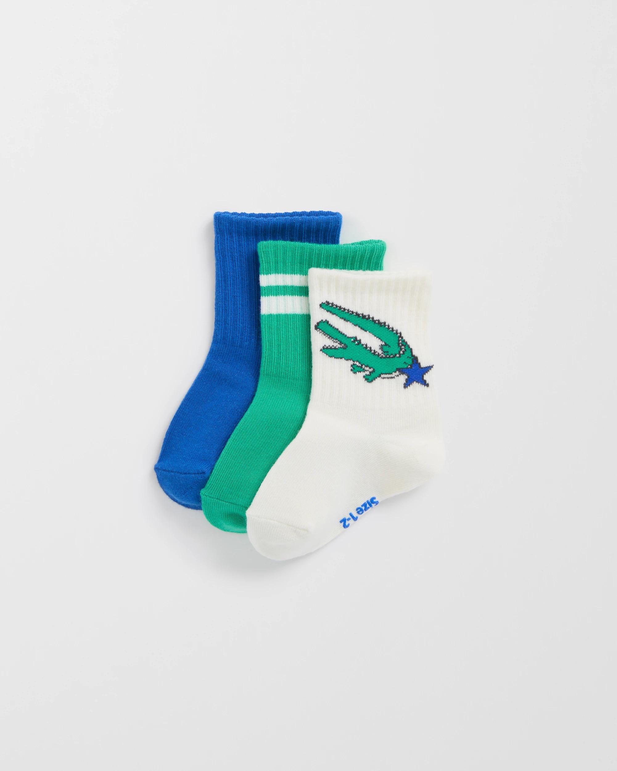 4 Bonds Baby 3 Pack Pattern Rib Crew Socks MULTI, 4 of 8