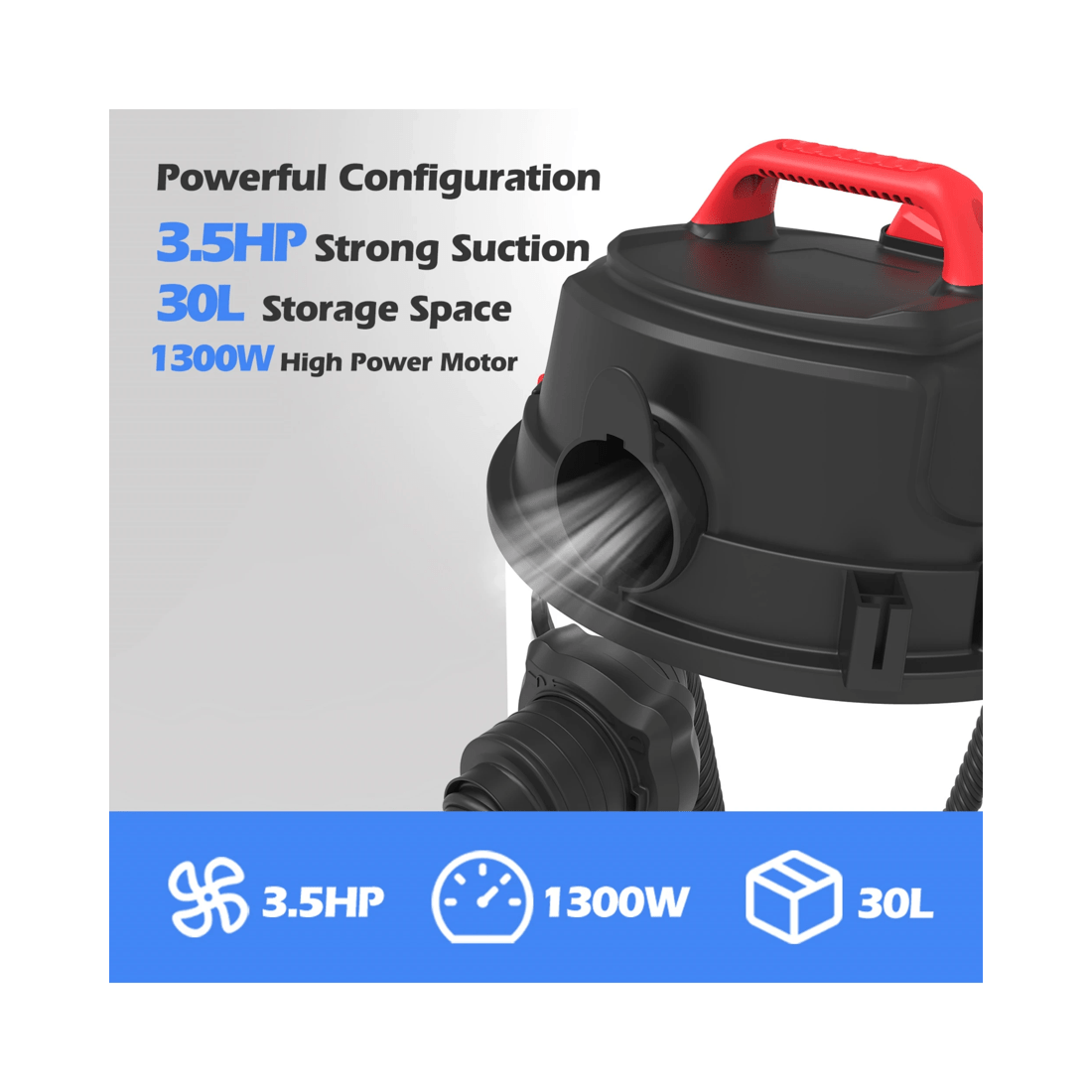 7 Advwin 4 In 1 Wet And Dry Vacuum Cleaner 30l 2000w Blower With High-energy Filter System For Pet Hair Dust Liquid, 7 of 7