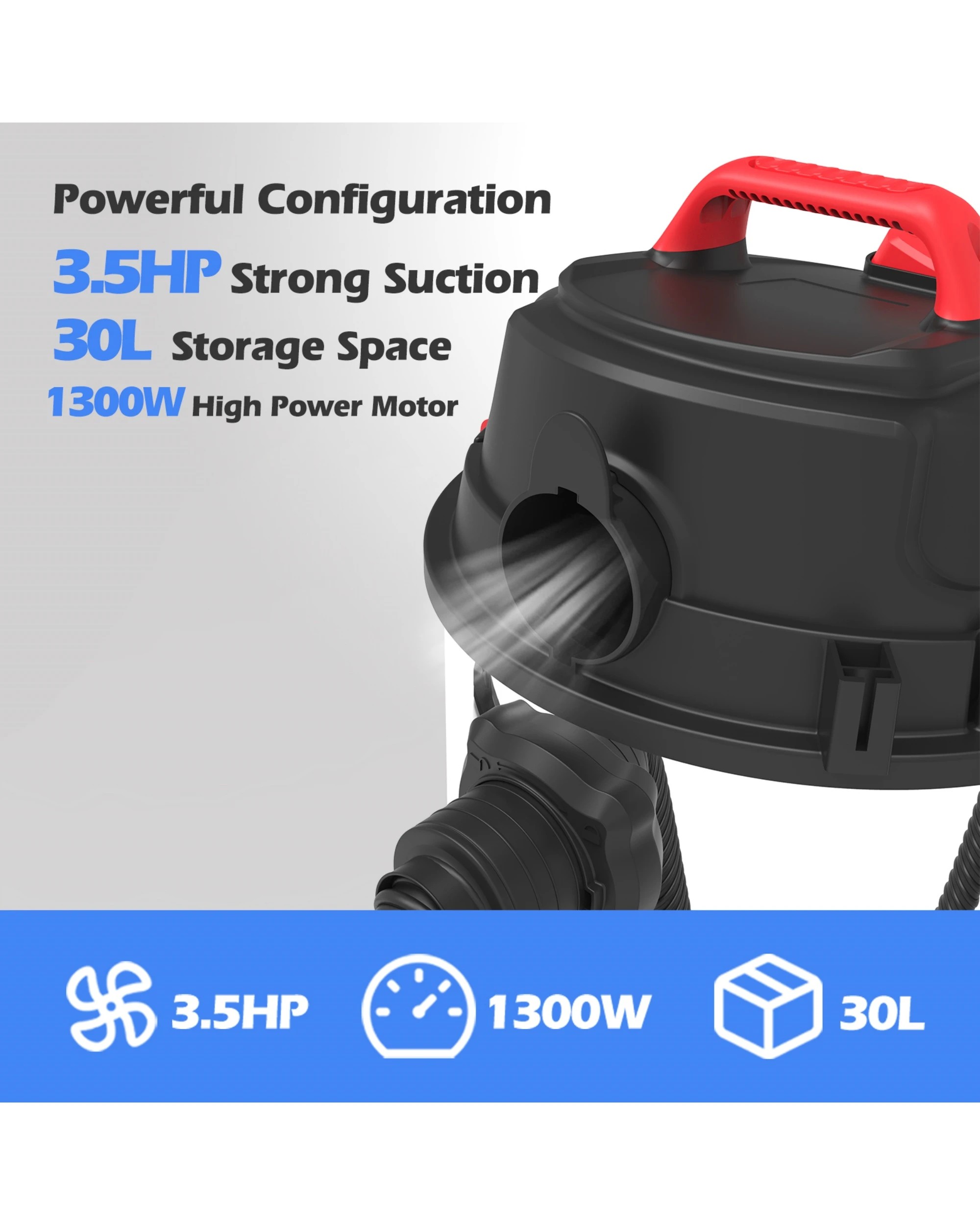 7 Advwin 4 In 1 Wet And Dry Vacuum Cleaner 30l 2000w Blower With High-energy Filter System For Pet Hair Dust Liquid, 7 of 7