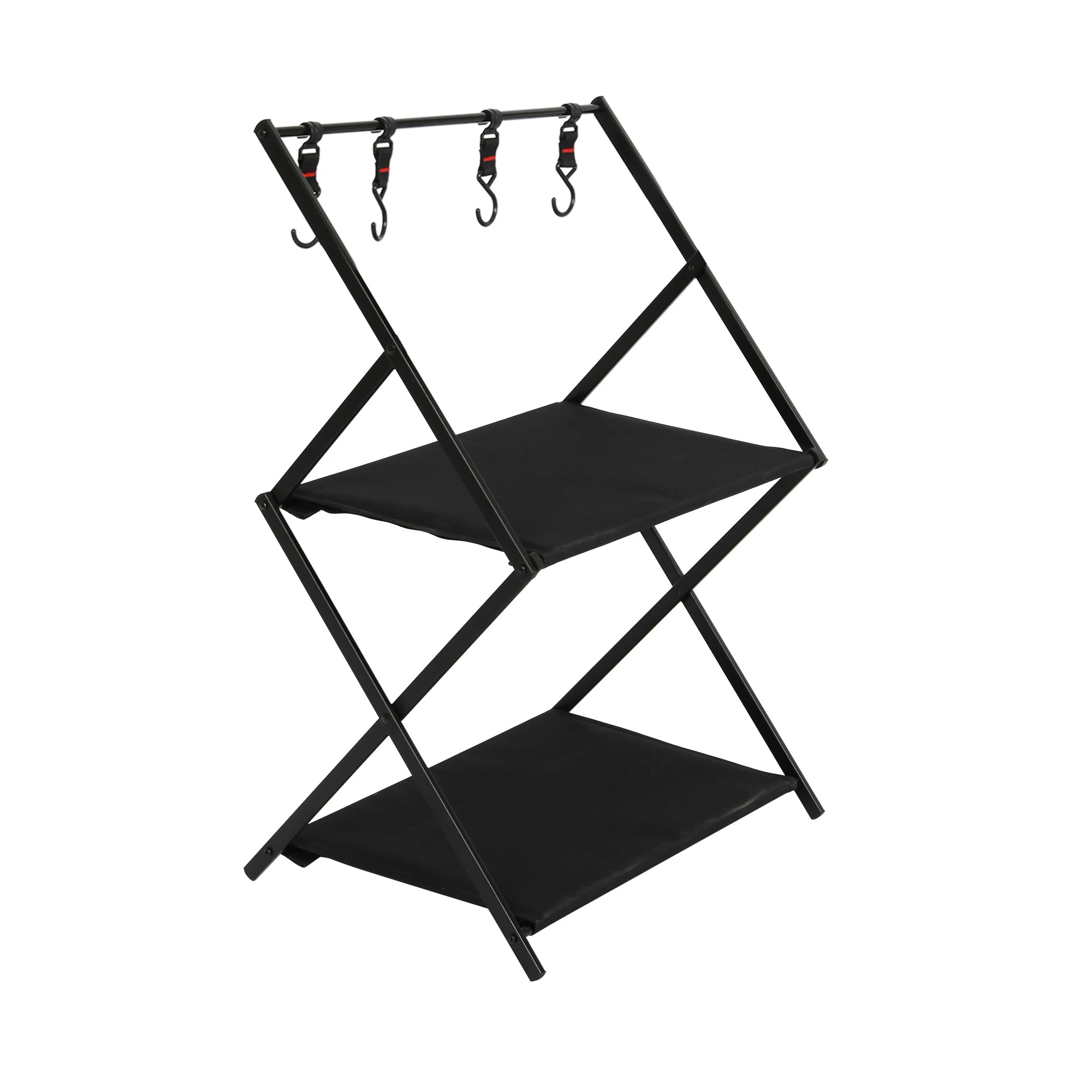 1 Levede Camping Shelves Portable Organiser Rack Holder Foldable BBQ Picnic Table - Black, 1 of 7