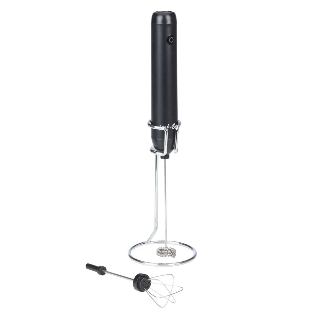 1 Leaf & Bean 2 in 1 Rechargeable Milk Frother - Black, 1 of 3