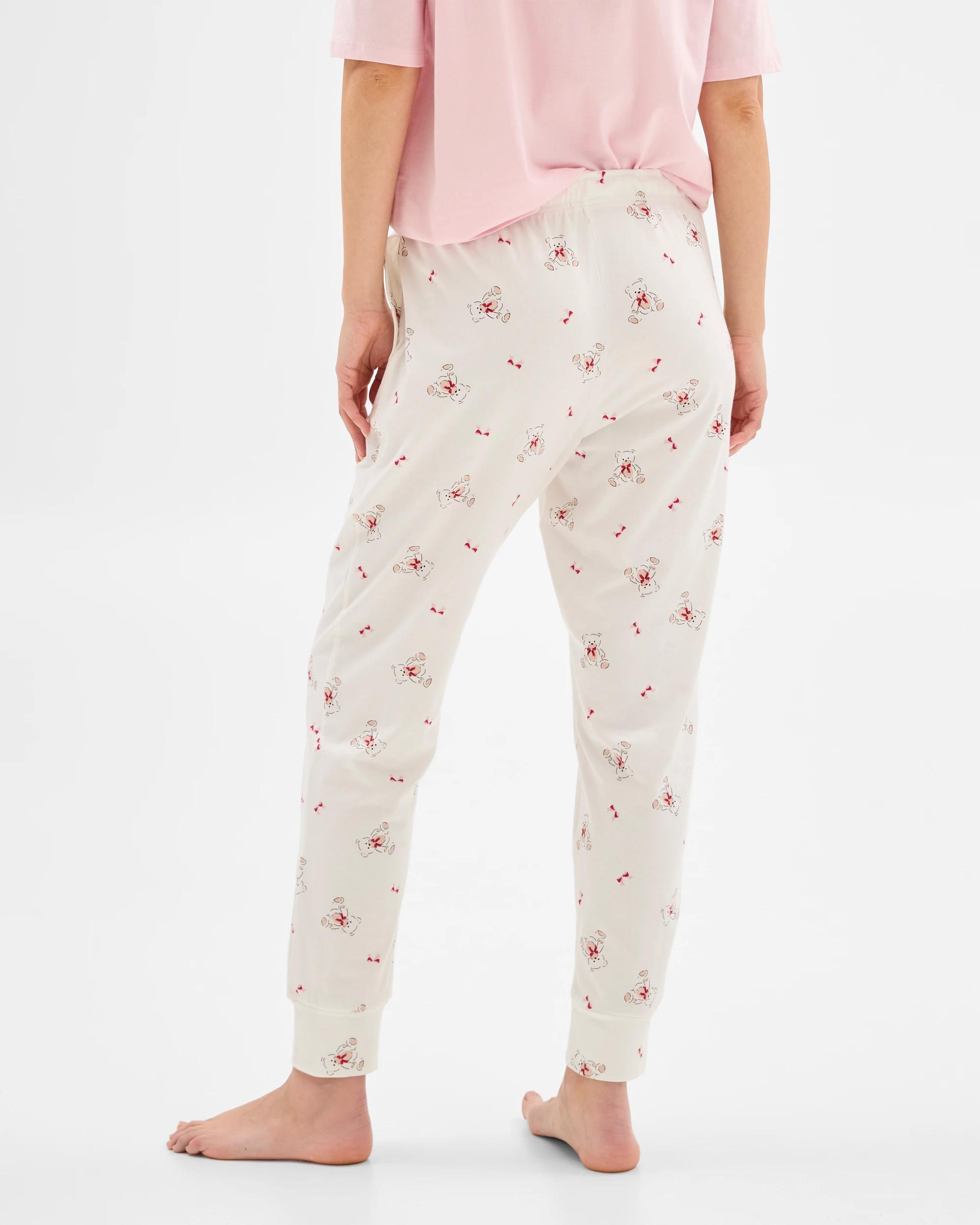 4 Target Womens Australian Cotton Blend Jogger Sleep Pyjama Pants TEDDY BEAR, 4 of 5