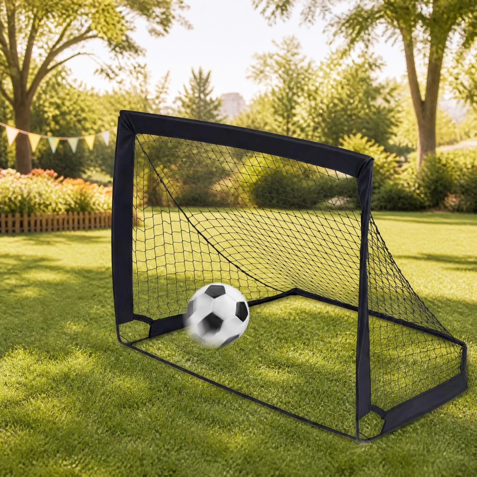 2 Costway 2x Portable Football Goals 120x92cm Pop Up Football Net Post w/Carry Bag, 2 of 7