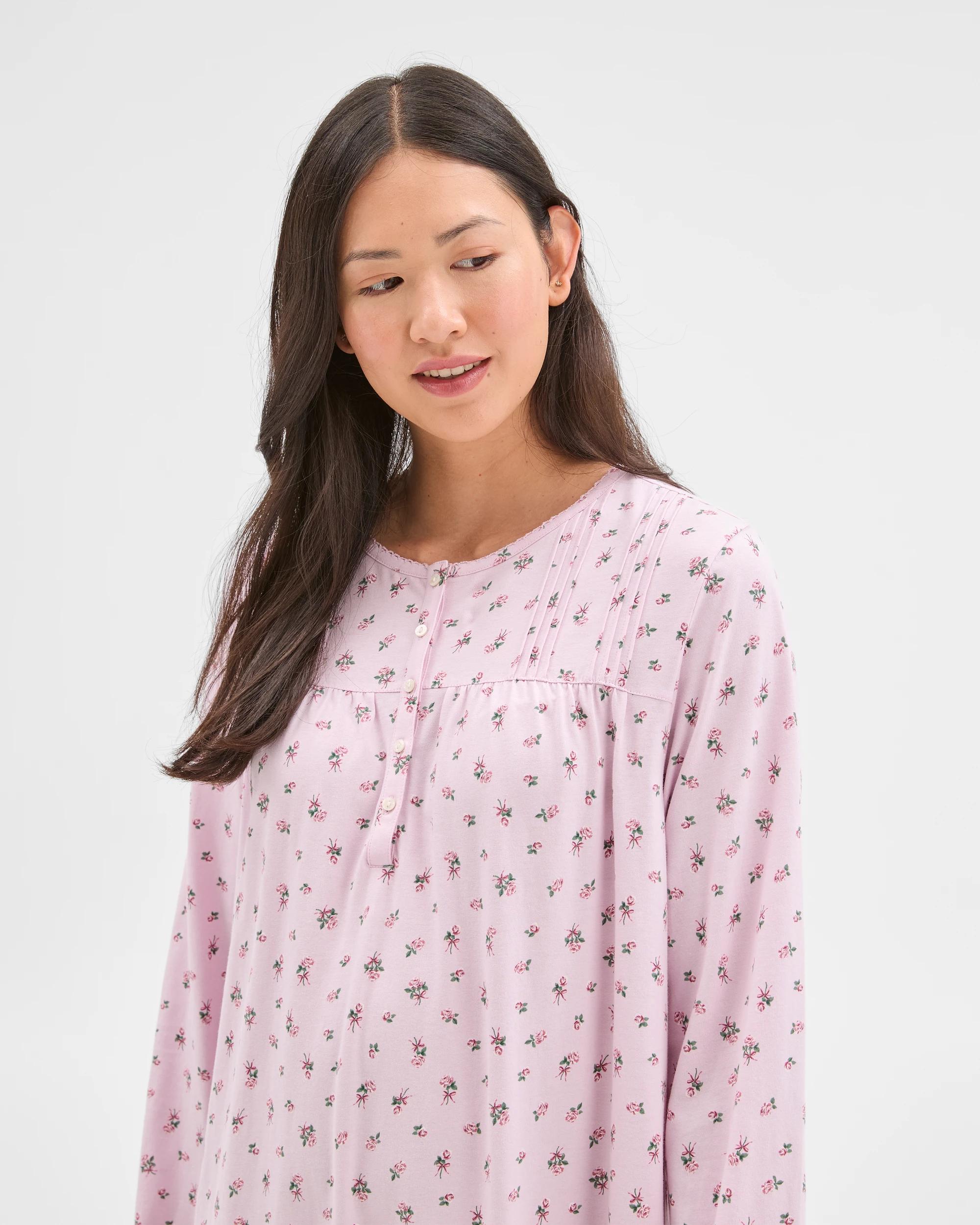 2 Target Woman Australian Cotton Long Sleeve Traditional Pintuck Nightie PINK BOW, 2 of 7