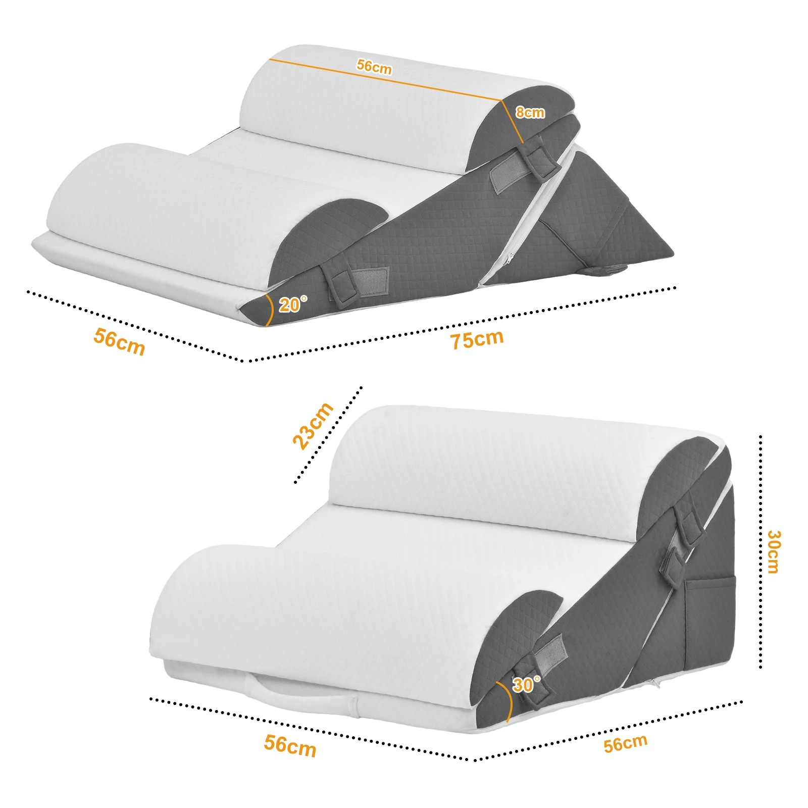 3 Advwin Bed Wedge Pillow Set 4 Pcs Adjustable Foam Reading Pillow - White, 3 of 9