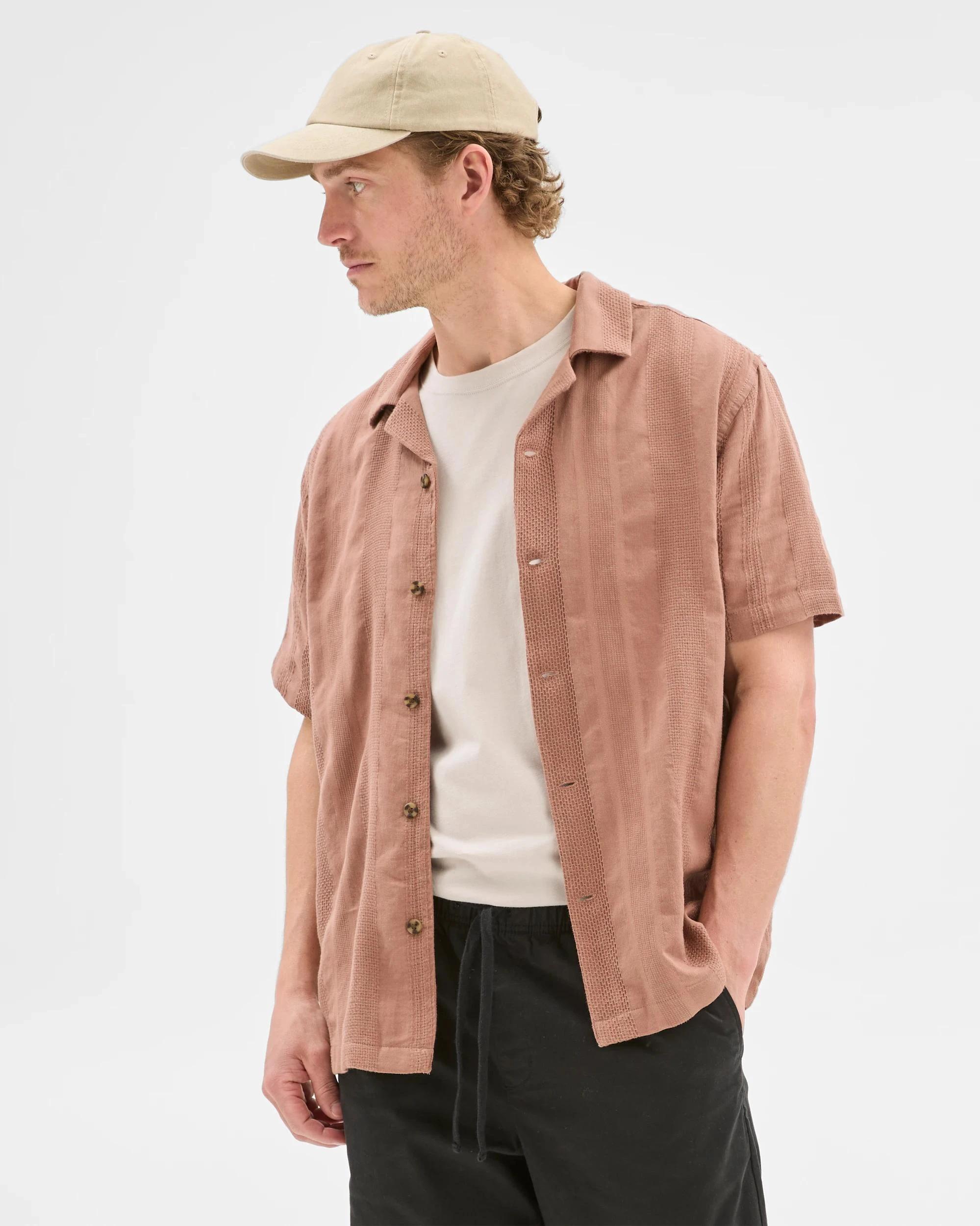 5 Target Australian Cotton Short Sleeve Stripe Shirt COGNAC, 5 of 6