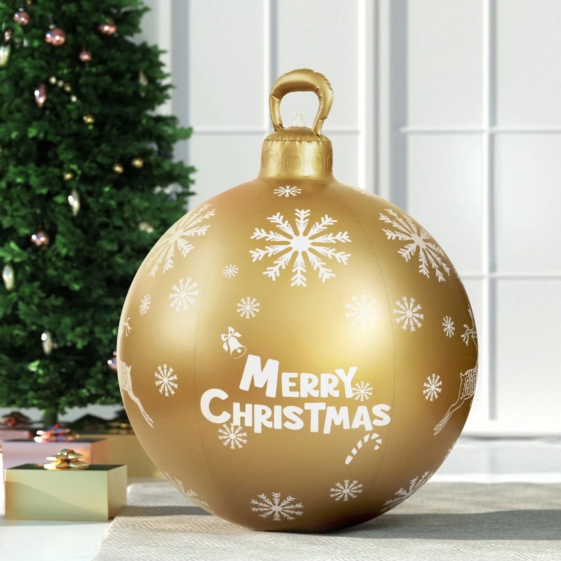 3 Jingle Jollys Christmas Inflatable Ball Bauble 60cm Outdoor Decoration Gold Durable Space Saving Modern Decor
 - gold, 3 of 3