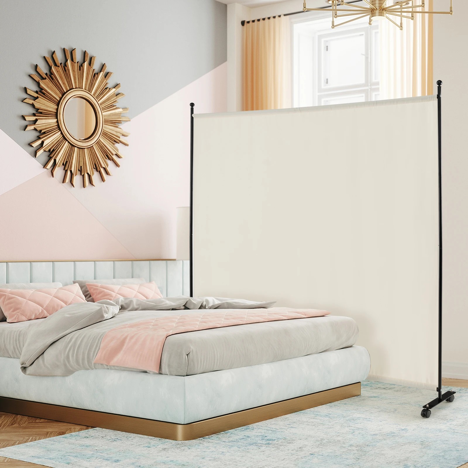 2 Costway Single Panel Mobile Room Divider Privacy Screen Wide Partition Home Office - White, 2 of 3
