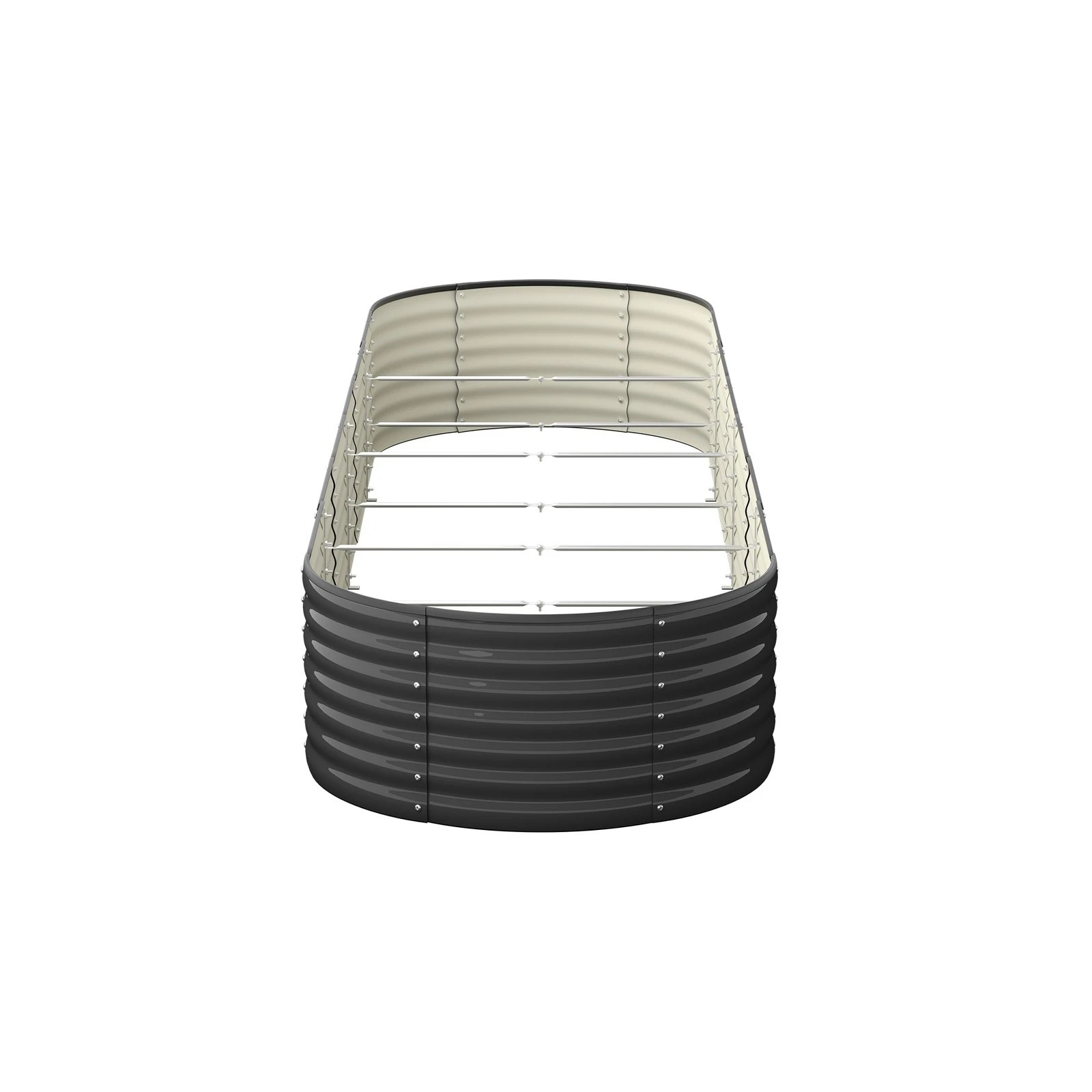 7 Livsip Raised Garden Bed Beds Kit Planter Oval Galvanised Steel 320cmX80cmX56cm - Grey, 7 of 9