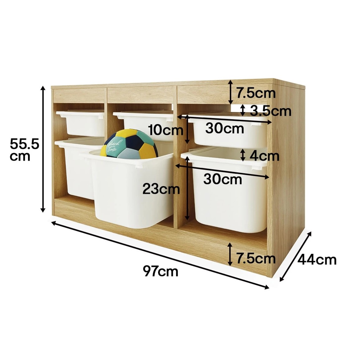 2 Kids Storage Unit with 6 Tubs - Oak Look, 2 of 2
