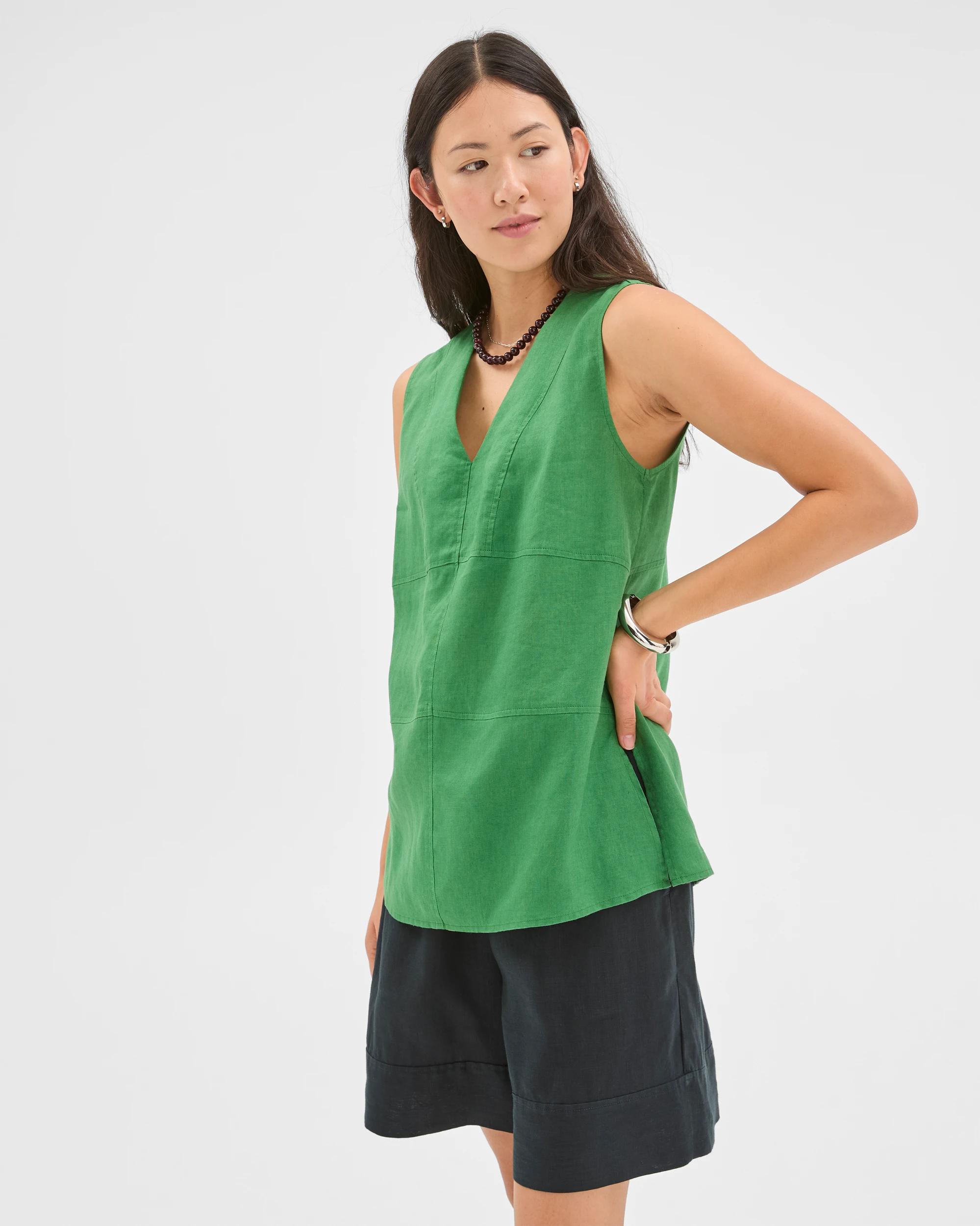 2 Target Woman European Linen Sleeveless Tunic VERDAND GREEN, 2 of 6