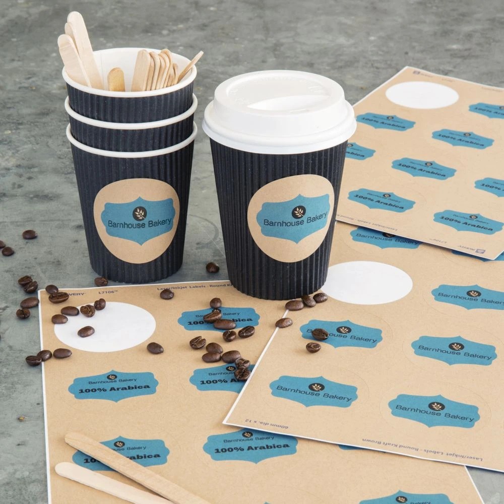 5 Avery 12UP Inkjet Laser Round Labels 60mm Kraft 15 Sheets, 5 of 7