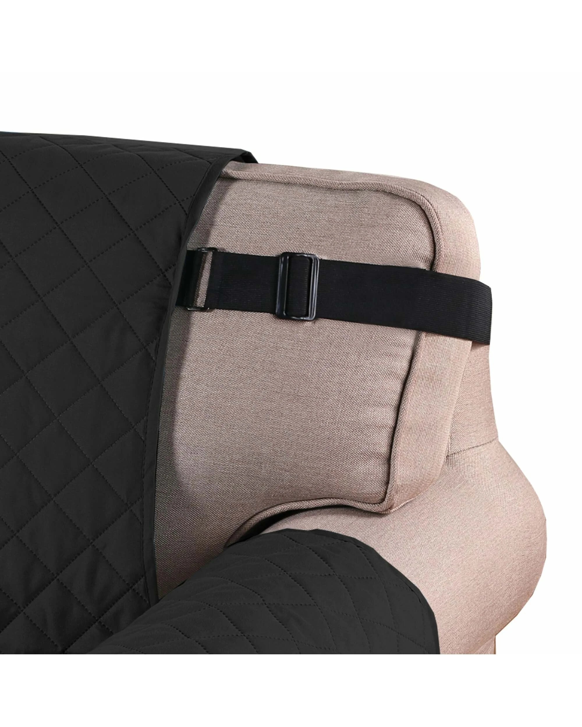 3 Smarcute 1 Seater Quilted Reversible Recliner Chair Cushion with Straps - Black, 3 of 5
